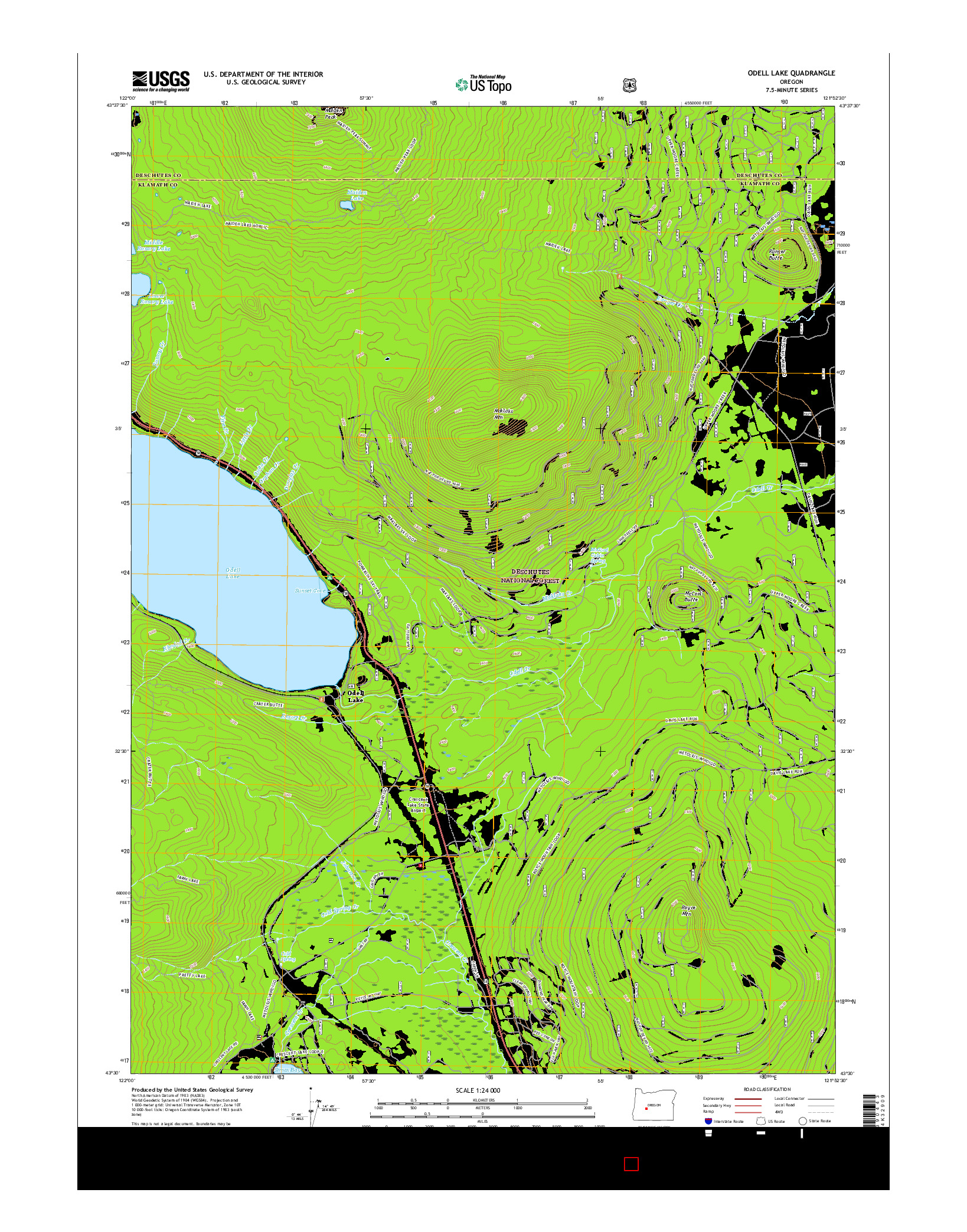 USGS US TOPO 7.5-MINUTE MAP FOR ODELL LAKE, OR 2017