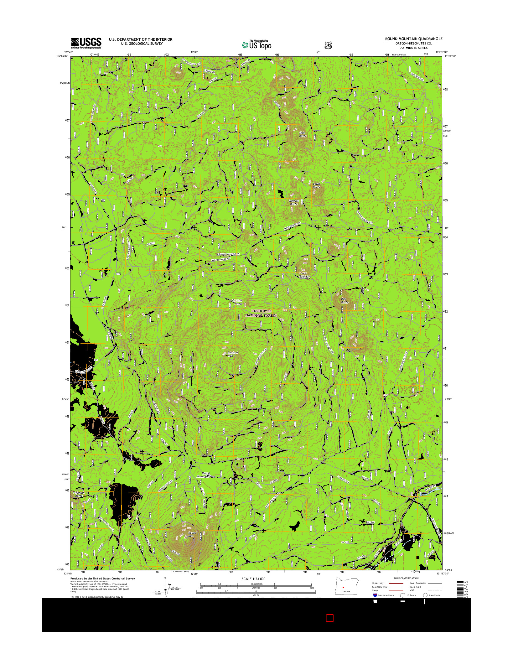 USGS US TOPO 7.5-MINUTE MAP FOR ROUND MOUNTAIN, OR 2017