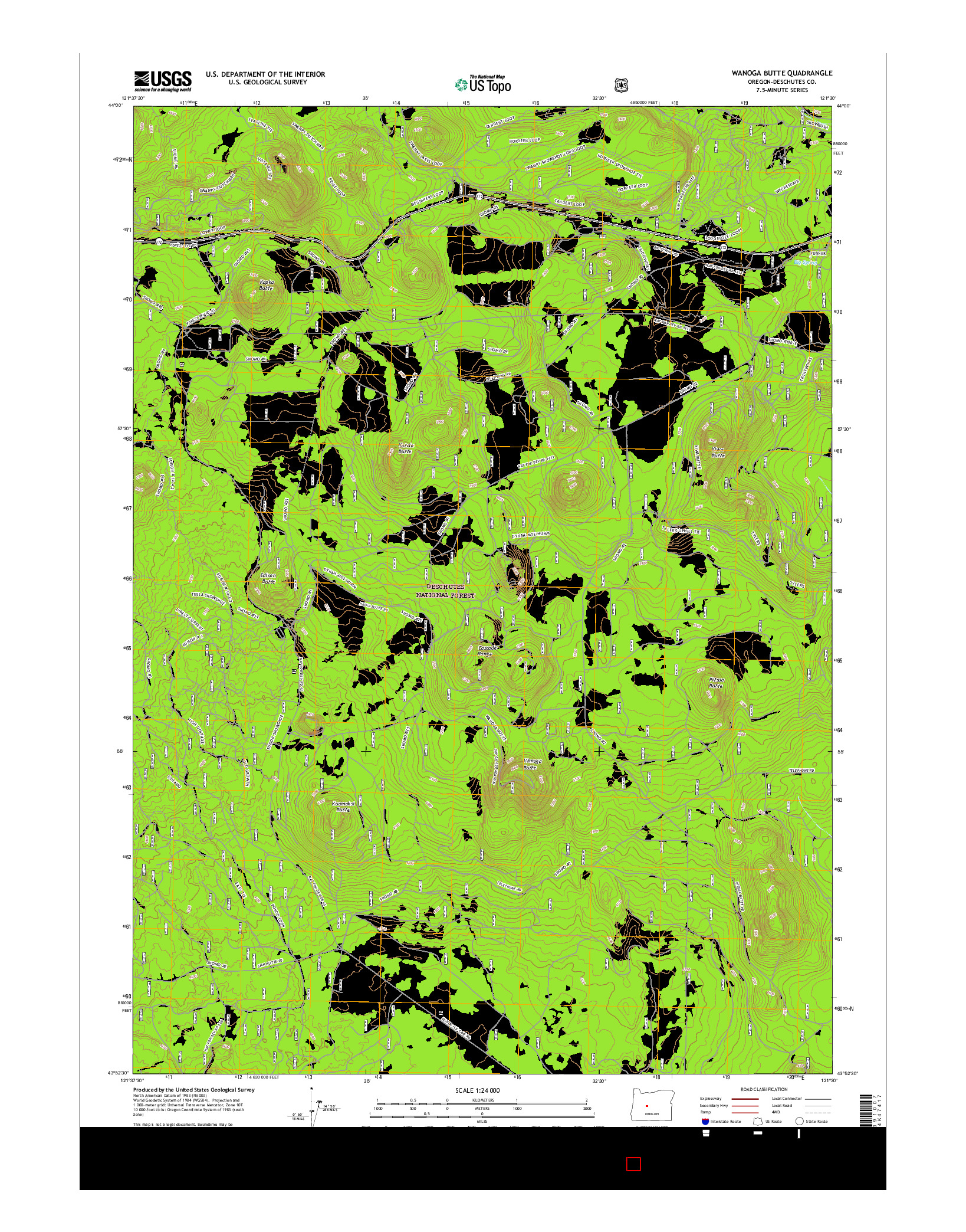 USGS US TOPO 7.5-MINUTE MAP FOR WANOGA BUTTE, OR 2017