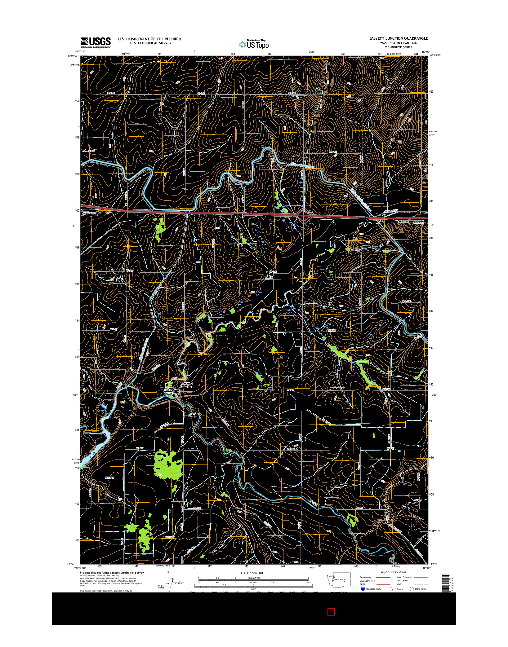 USGS US TOPO 7.5-MINUTE MAP FOR BASSETT JUNCTION, WA 2017