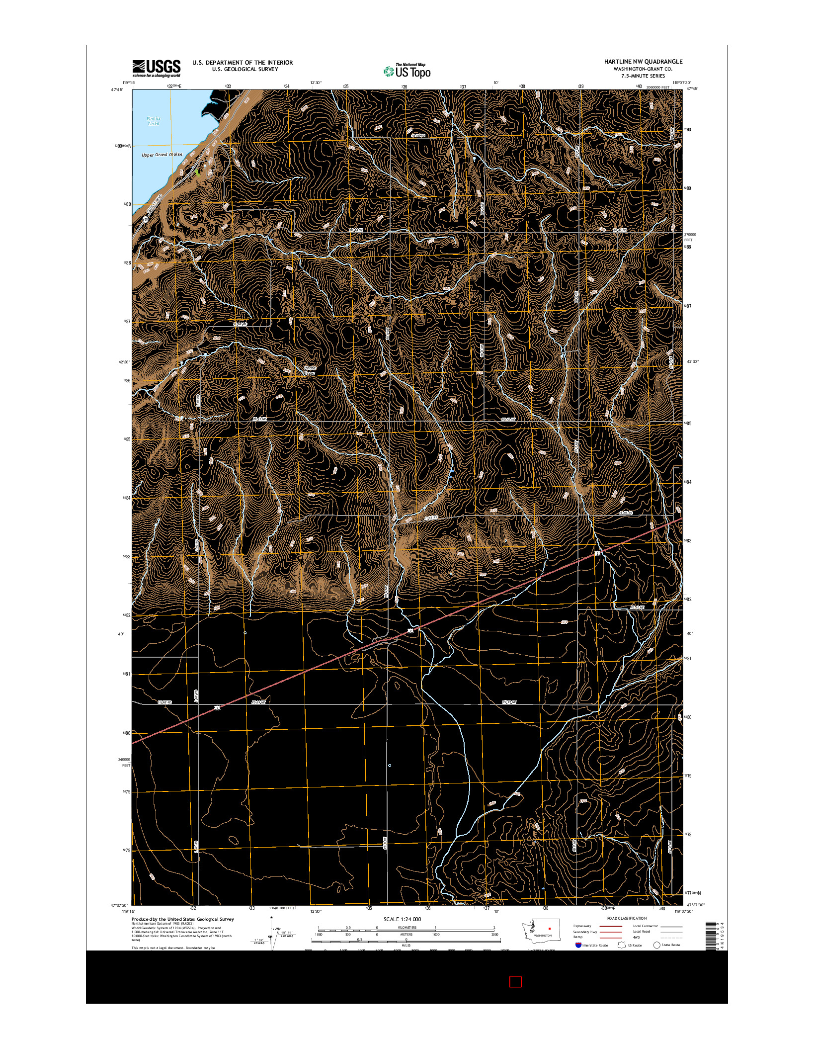 USGS US TOPO 7.5-MINUTE MAP FOR HARTLINE NW, WA 2017