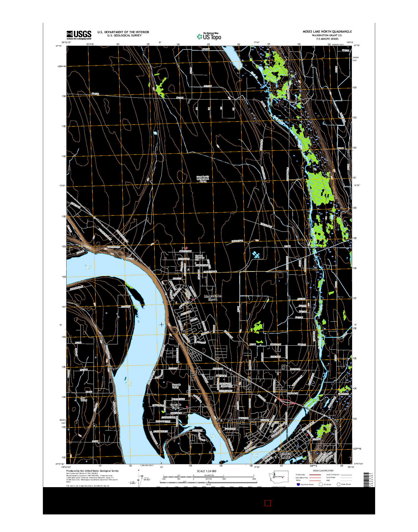 USGS US TOPO 7.5-MINUTE MAP FOR MOSES LAKE NORTH, WA 2017