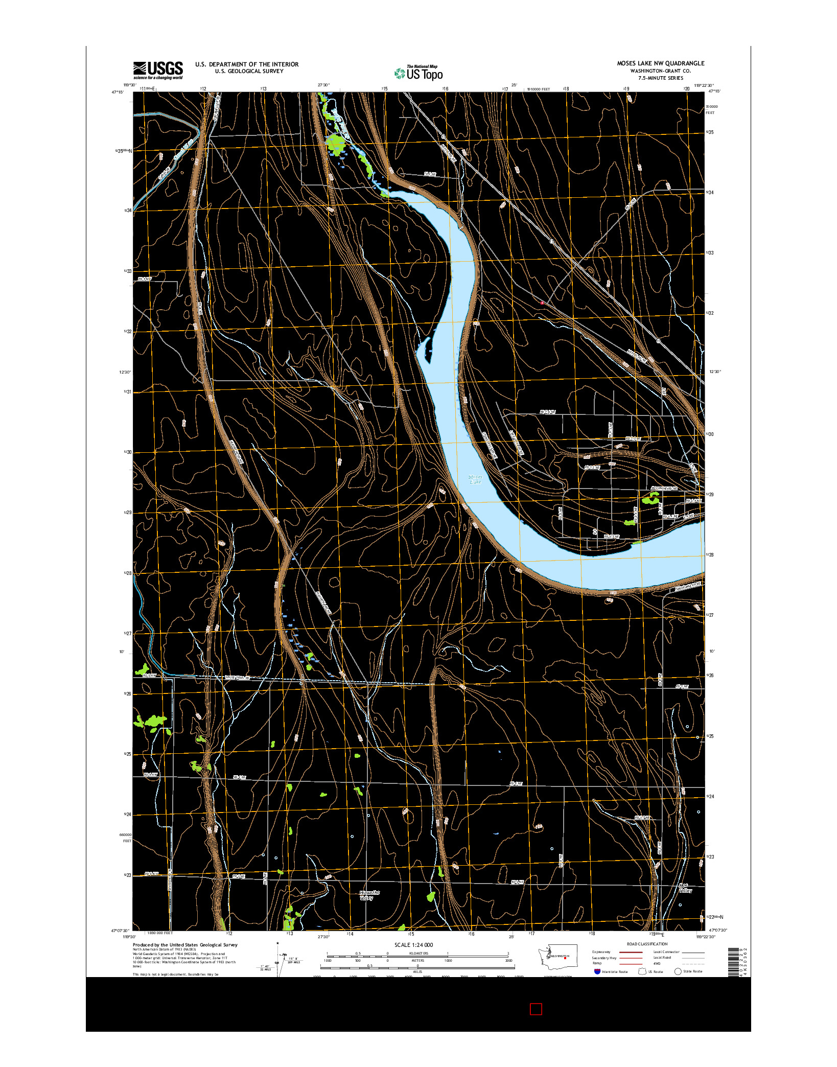 USGS US TOPO 7.5-MINUTE MAP FOR MOSES LAKE NW, WA 2017