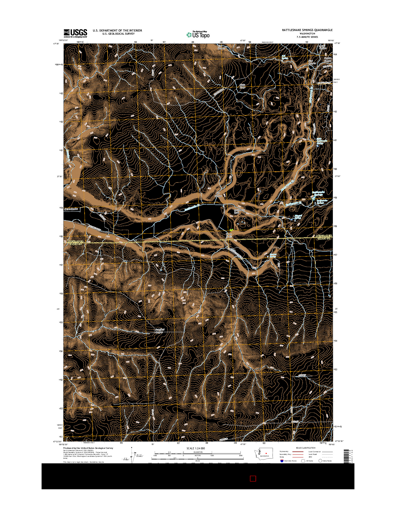 USGS US TOPO 7.5-MINUTE MAP FOR RATTLESNAKE SPRINGS, WA 2017