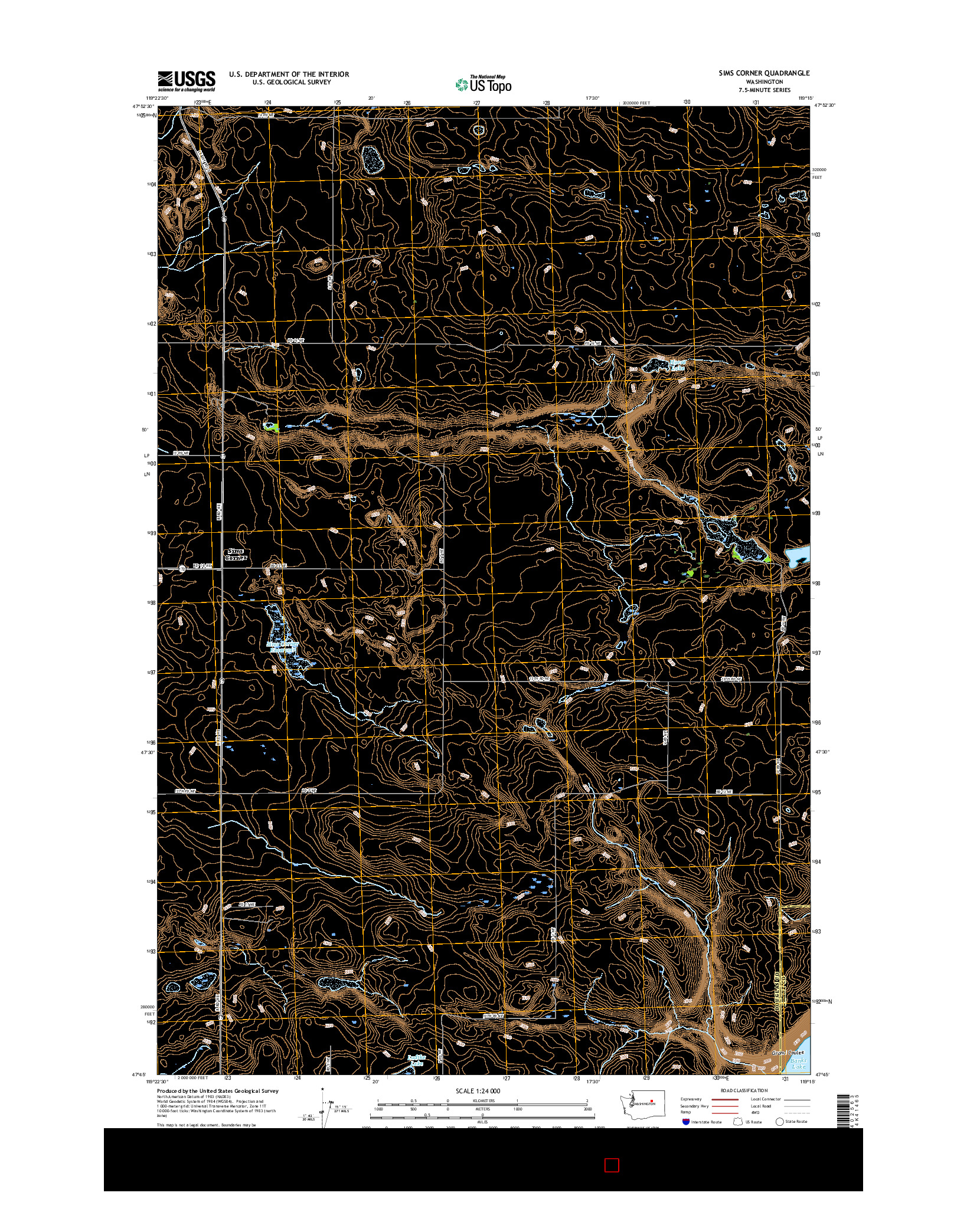 USGS US TOPO 7.5-MINUTE MAP FOR SIMS CORNER, WA 2017