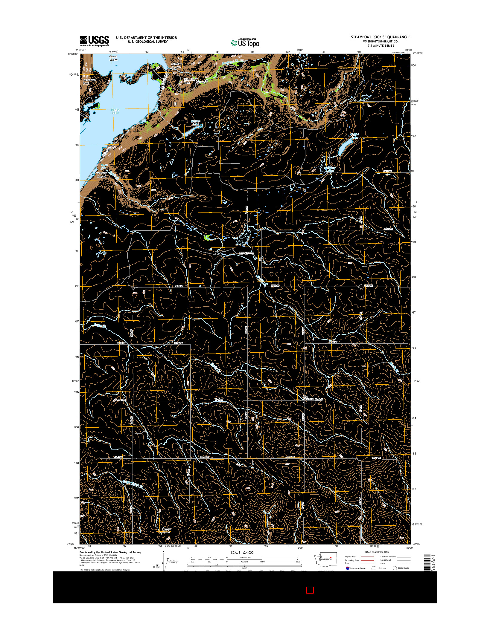 USGS US TOPO 7.5-MINUTE MAP FOR STEAMBOAT ROCK SE, WA 2017