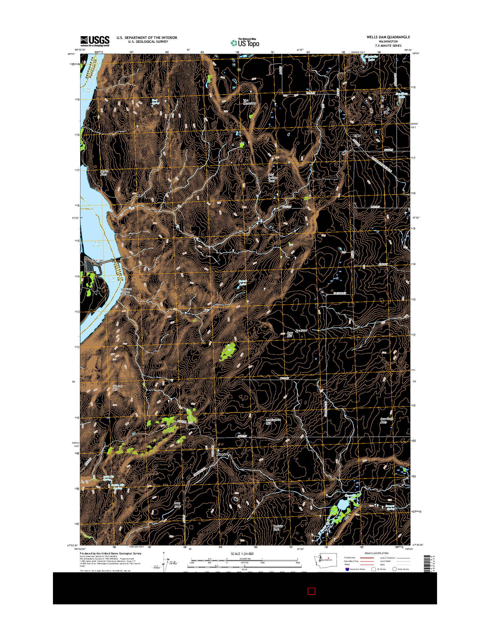 USGS US TOPO 7.5-MINUTE MAP FOR WELLS DAM, WA 2017