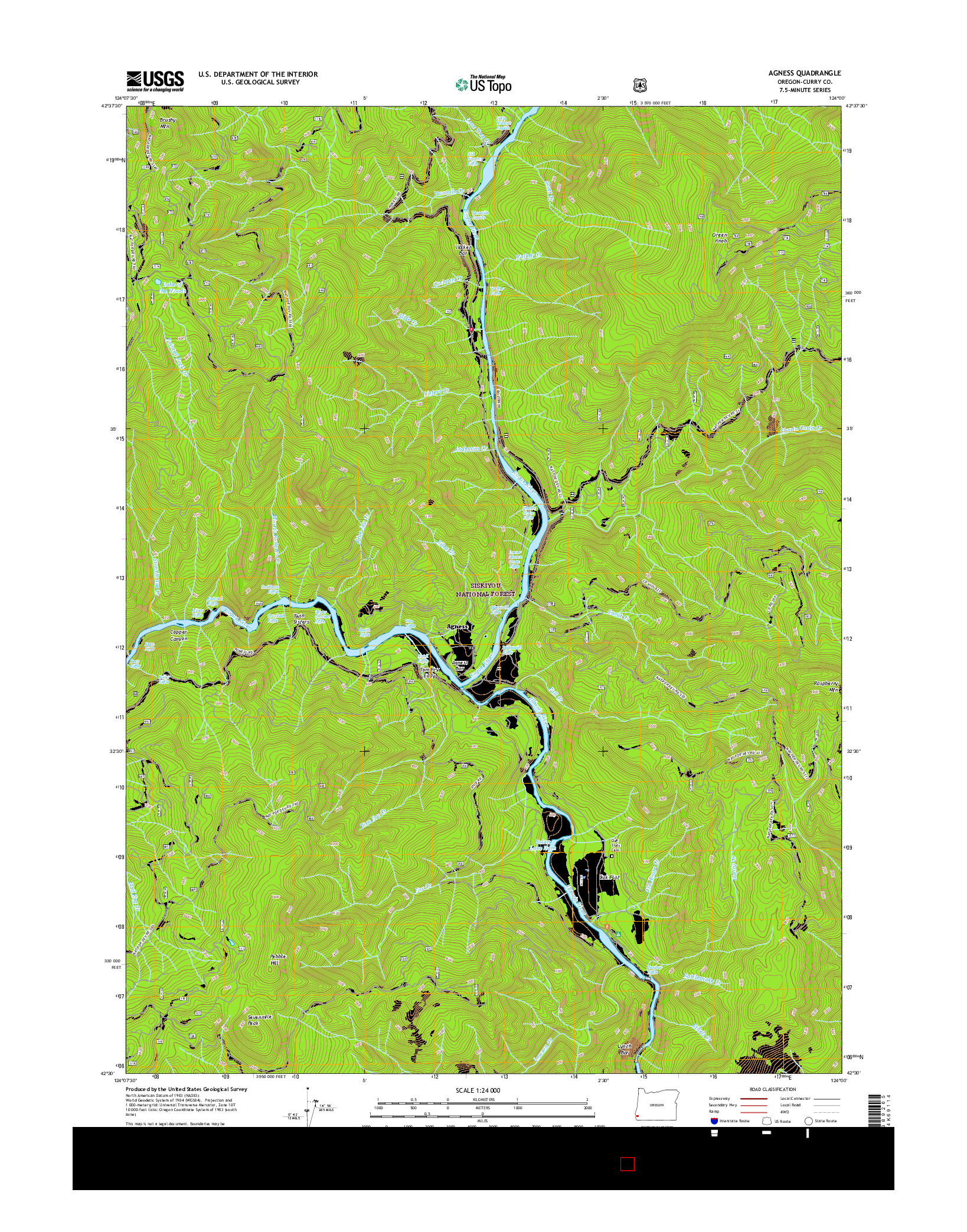USGS US TOPO 7.5-MINUTE MAP FOR AGNESS, OR 2017