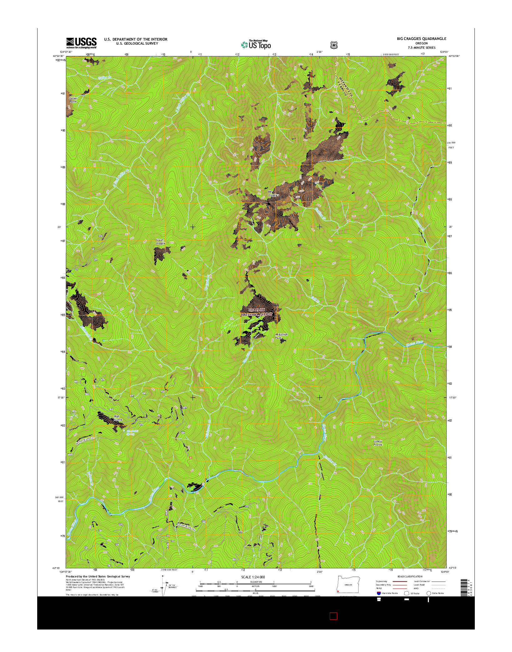 USGS US TOPO 7.5-MINUTE MAP FOR BIG CRAGGIES, OR 2017