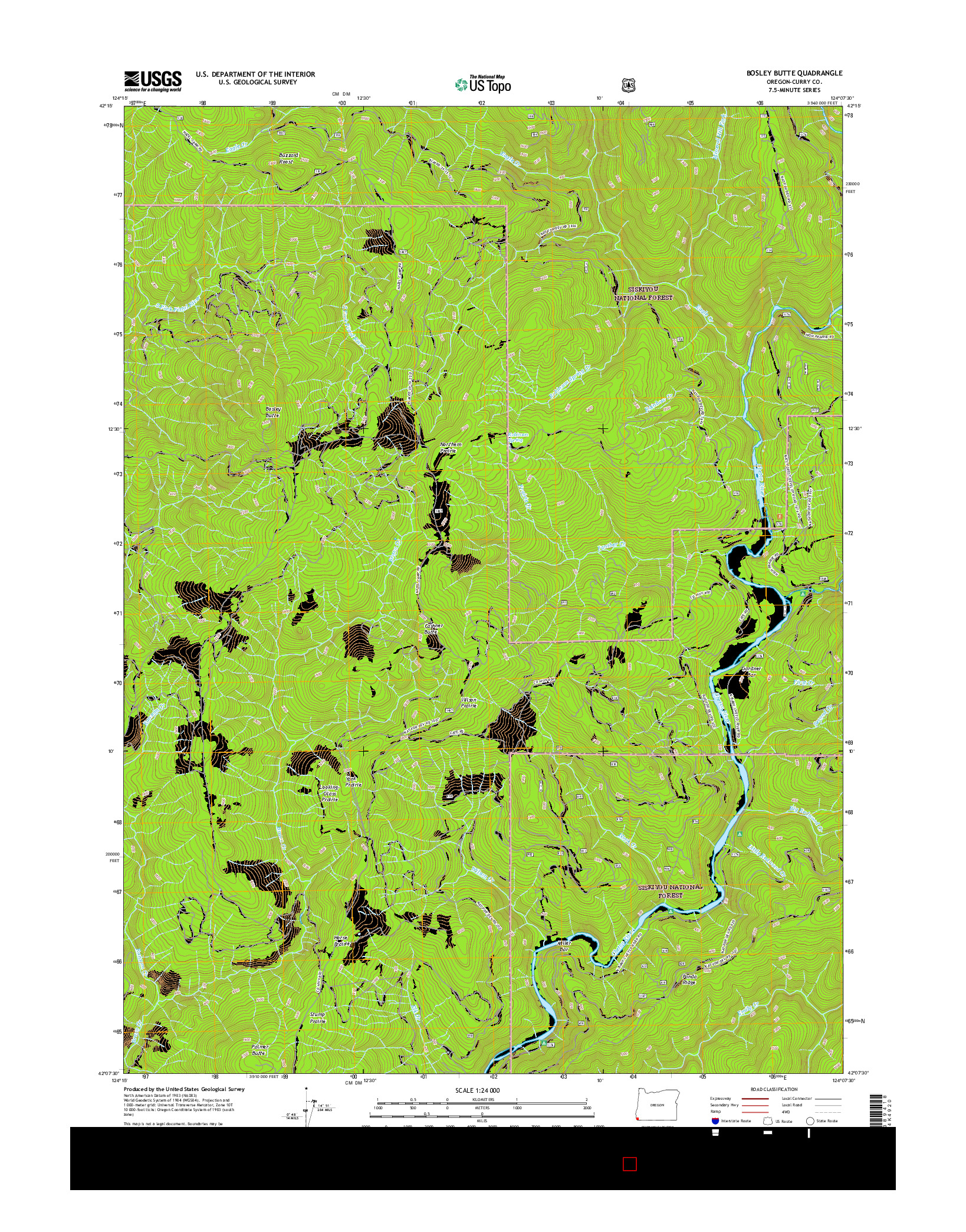USGS US TOPO 7.5-MINUTE MAP FOR BOSLEY BUTTE, OR 2017