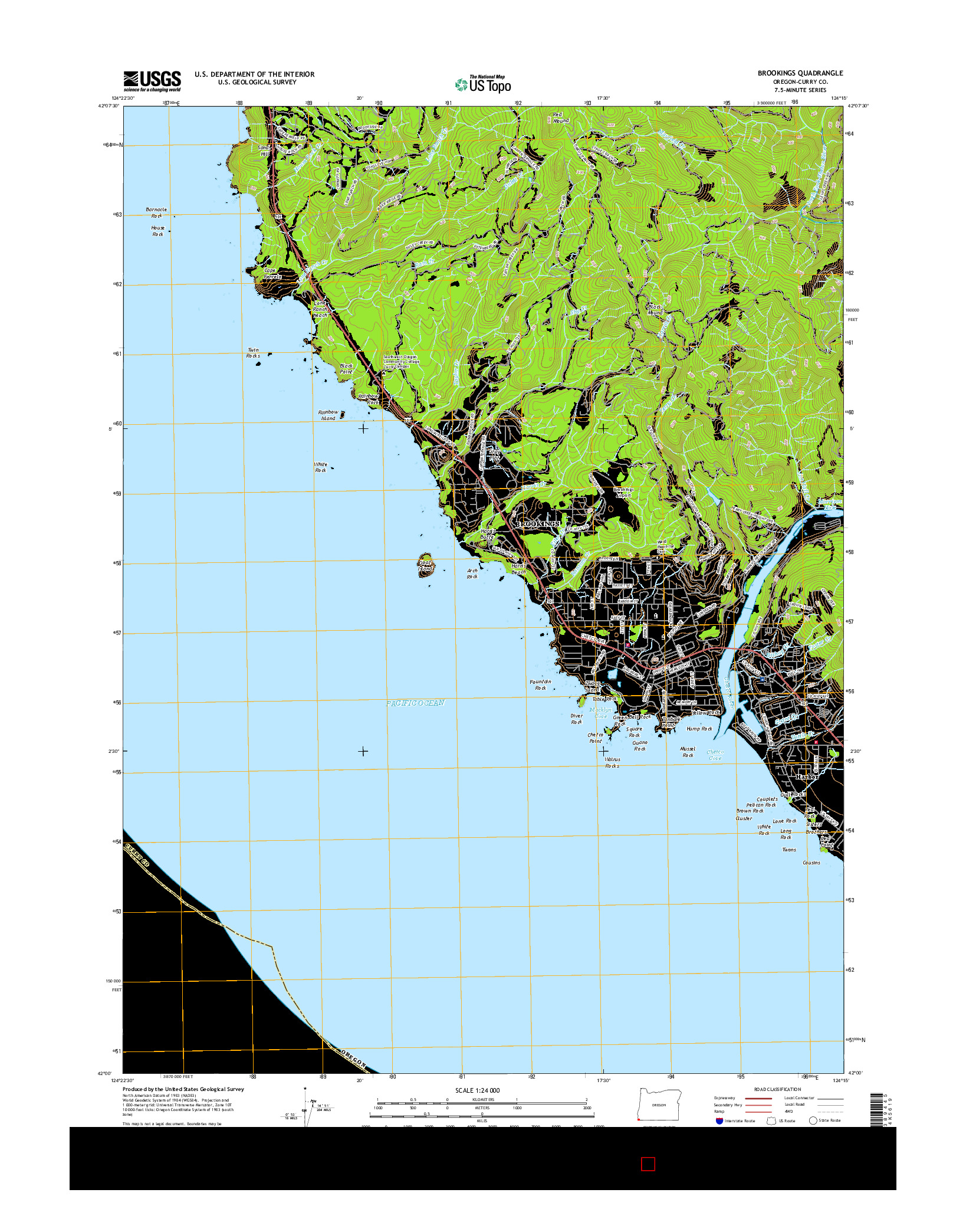 USGS US TOPO 7.5-MINUTE MAP FOR BROOKINGS, OR 2017