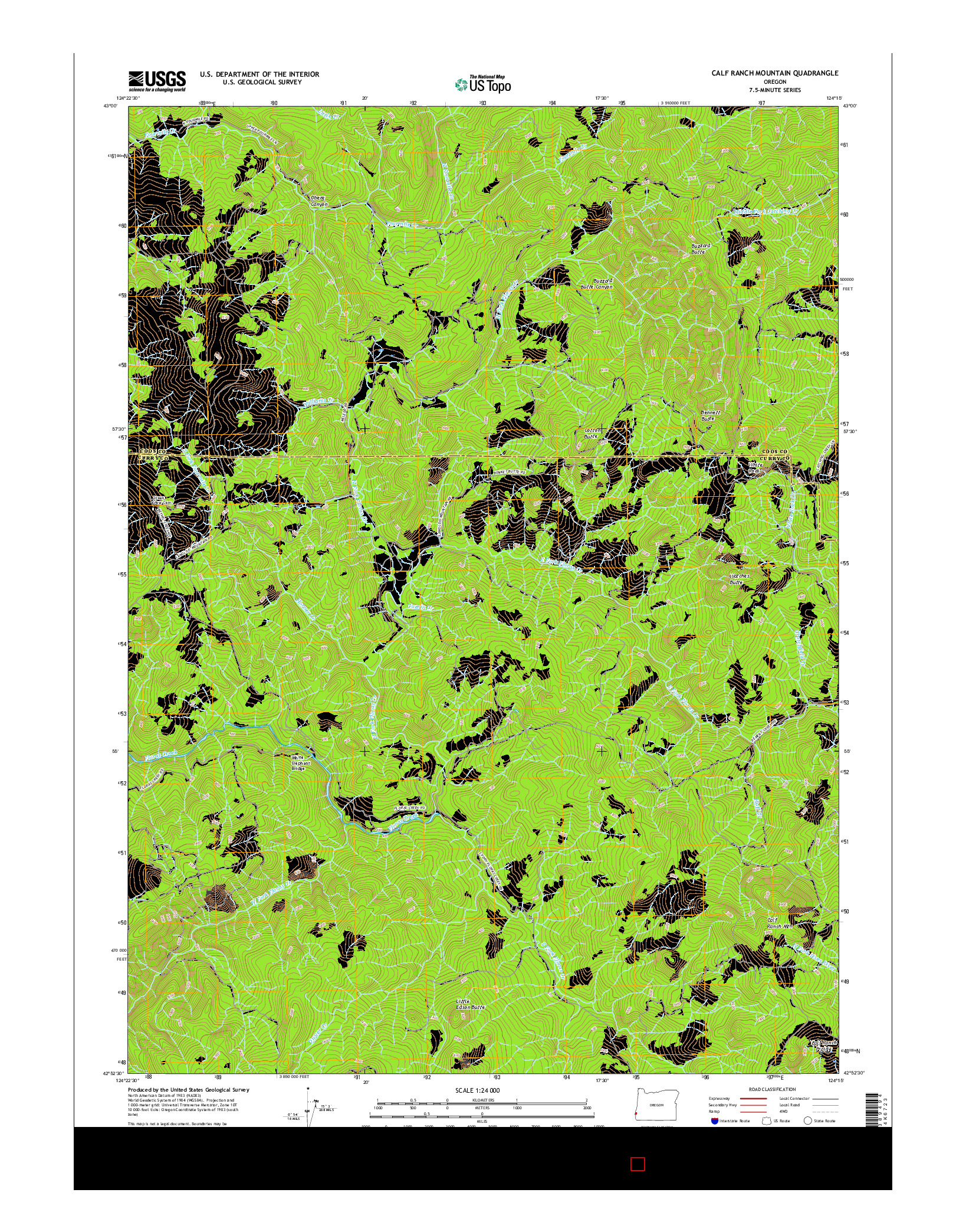 USGS US TOPO 7.5-MINUTE MAP FOR CALF RANCH MOUNTAIN, OR 2017