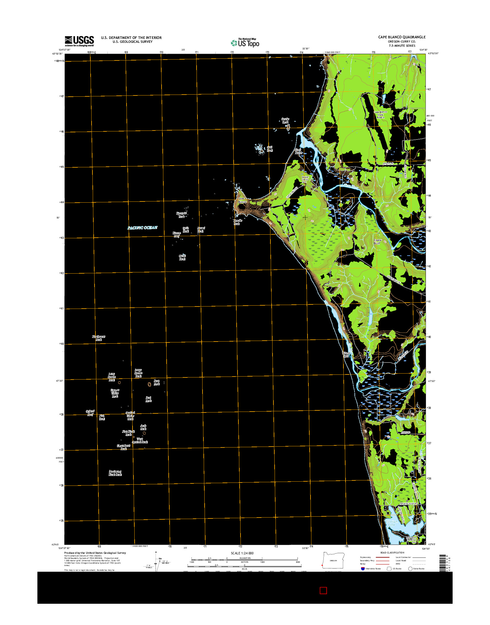 USGS US TOPO 7.5-MINUTE MAP FOR CAPE BLANCO, OR 2017