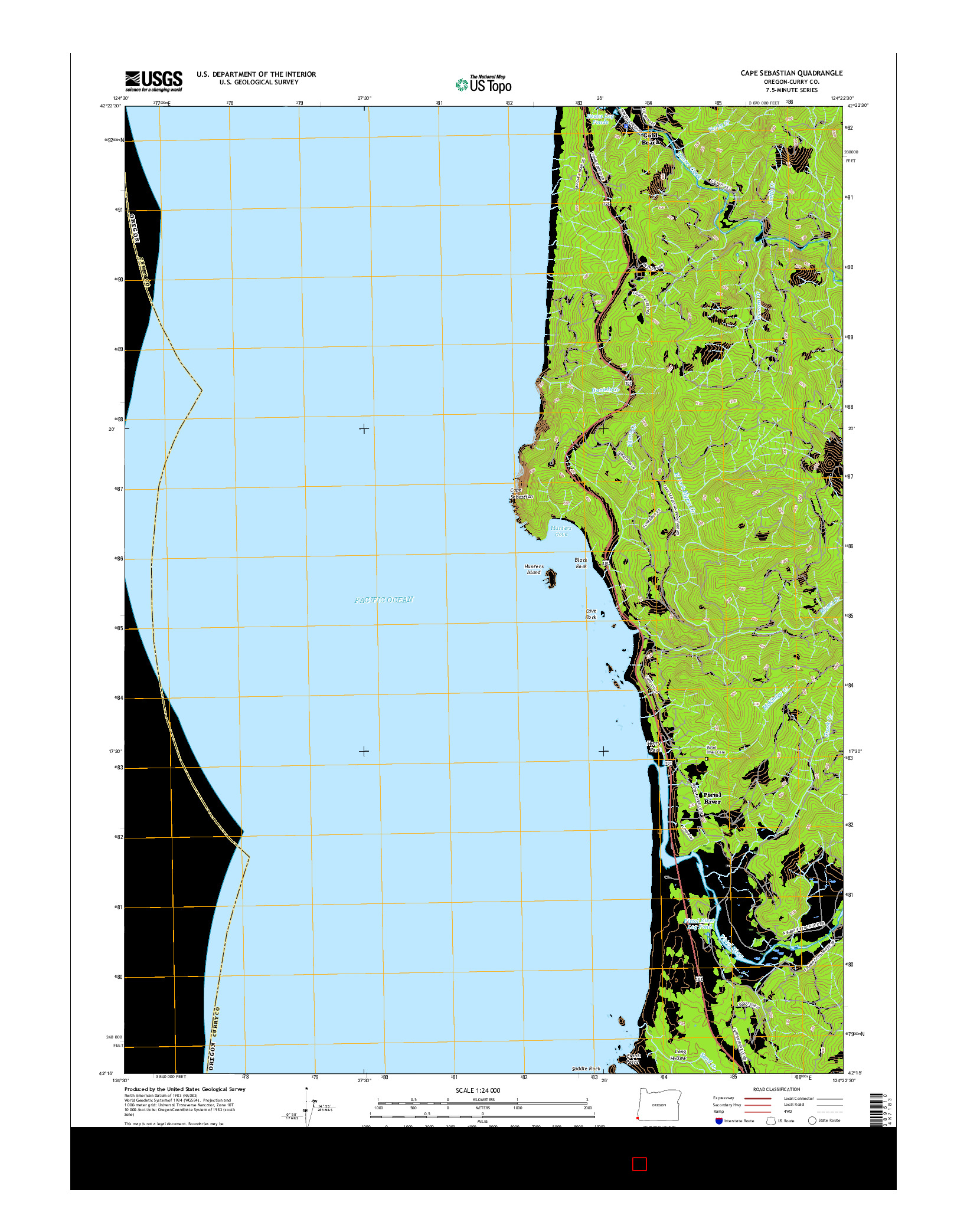 USGS US TOPO 7.5-MINUTE MAP FOR CAPE SEBASTIAN, OR 2017