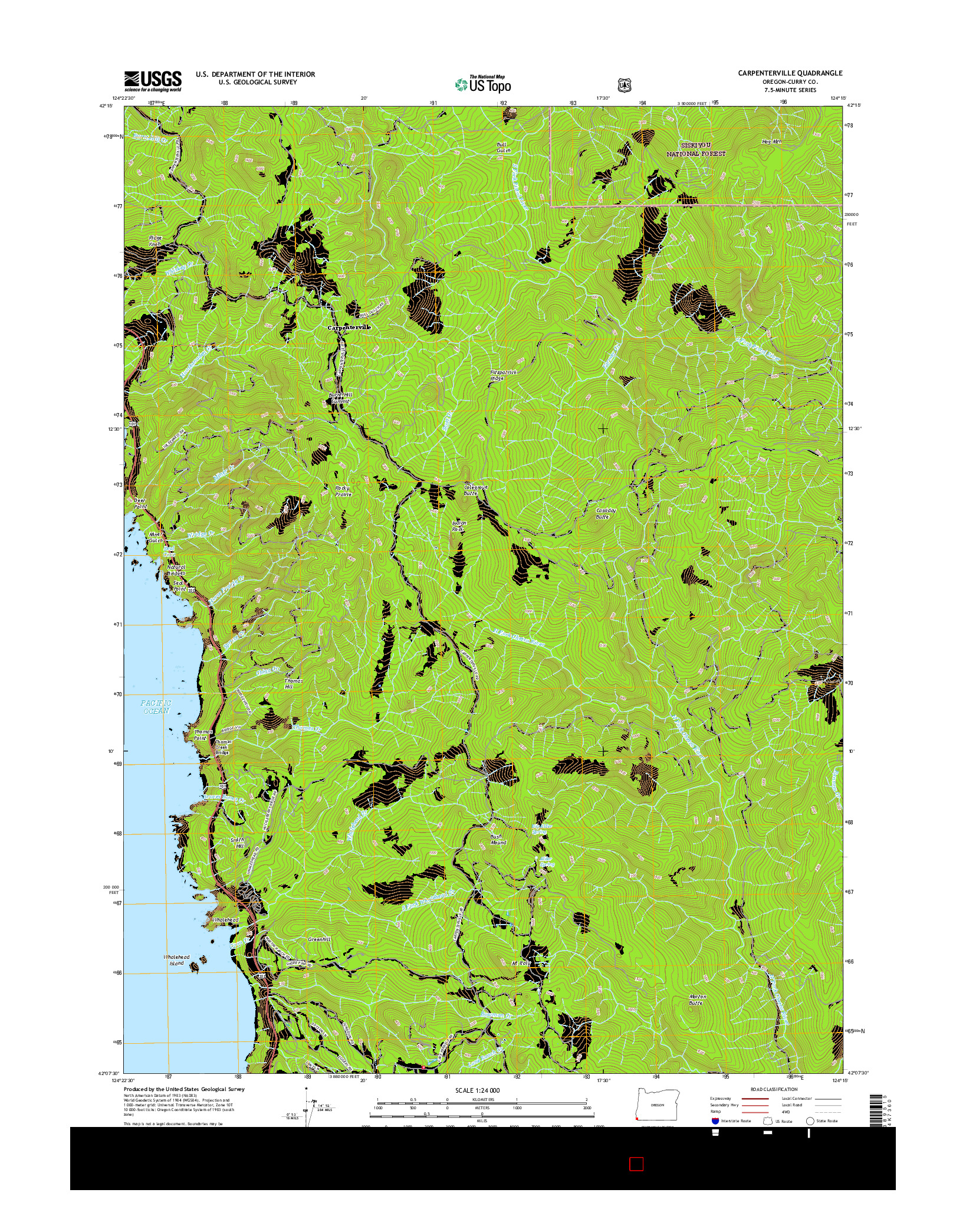 USGS US TOPO 7.5-MINUTE MAP FOR CARPENTERVILLE, OR 2017
