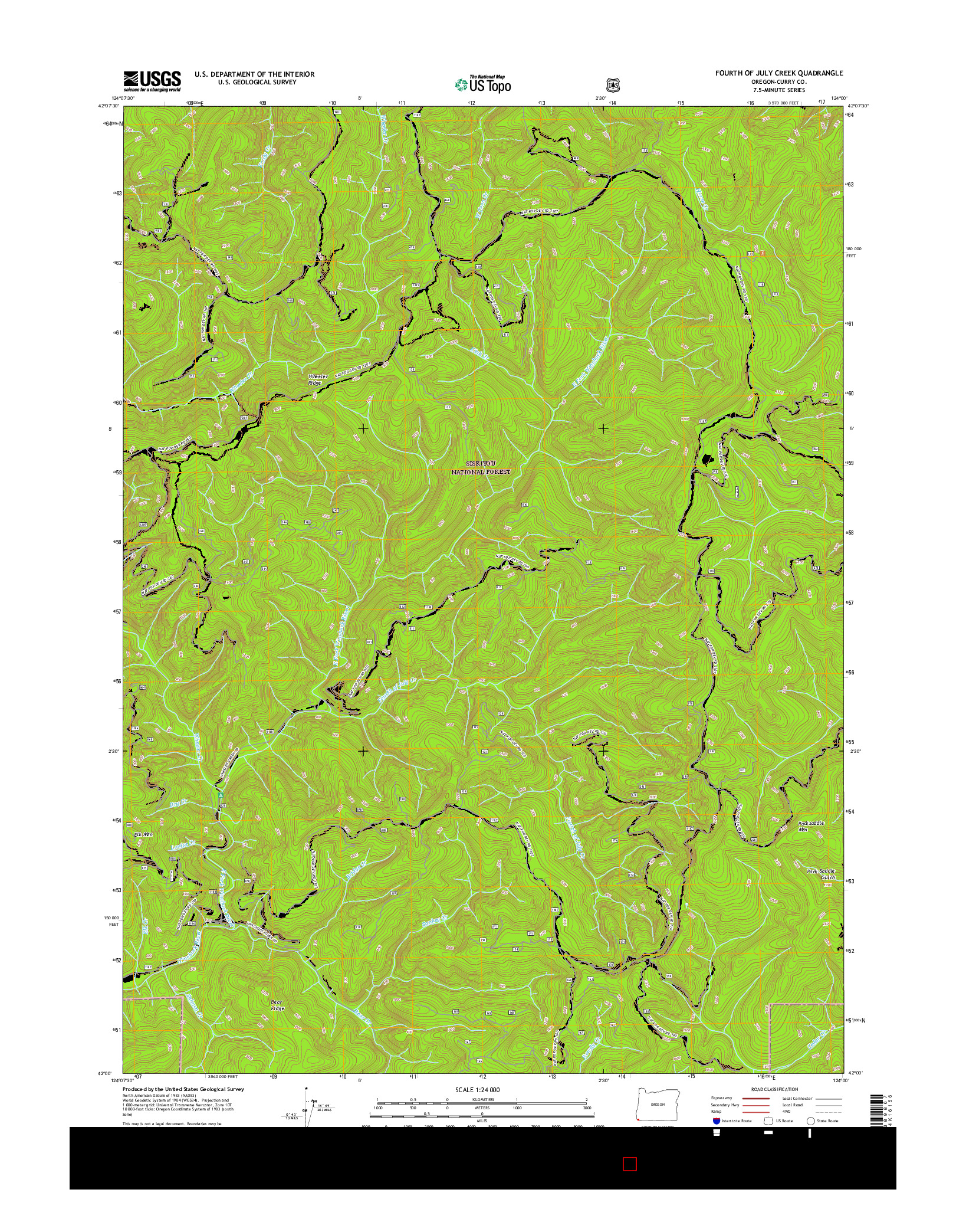 USGS US TOPO 7.5-MINUTE MAP FOR FOURTH OF JULY CREEK, OR 2017