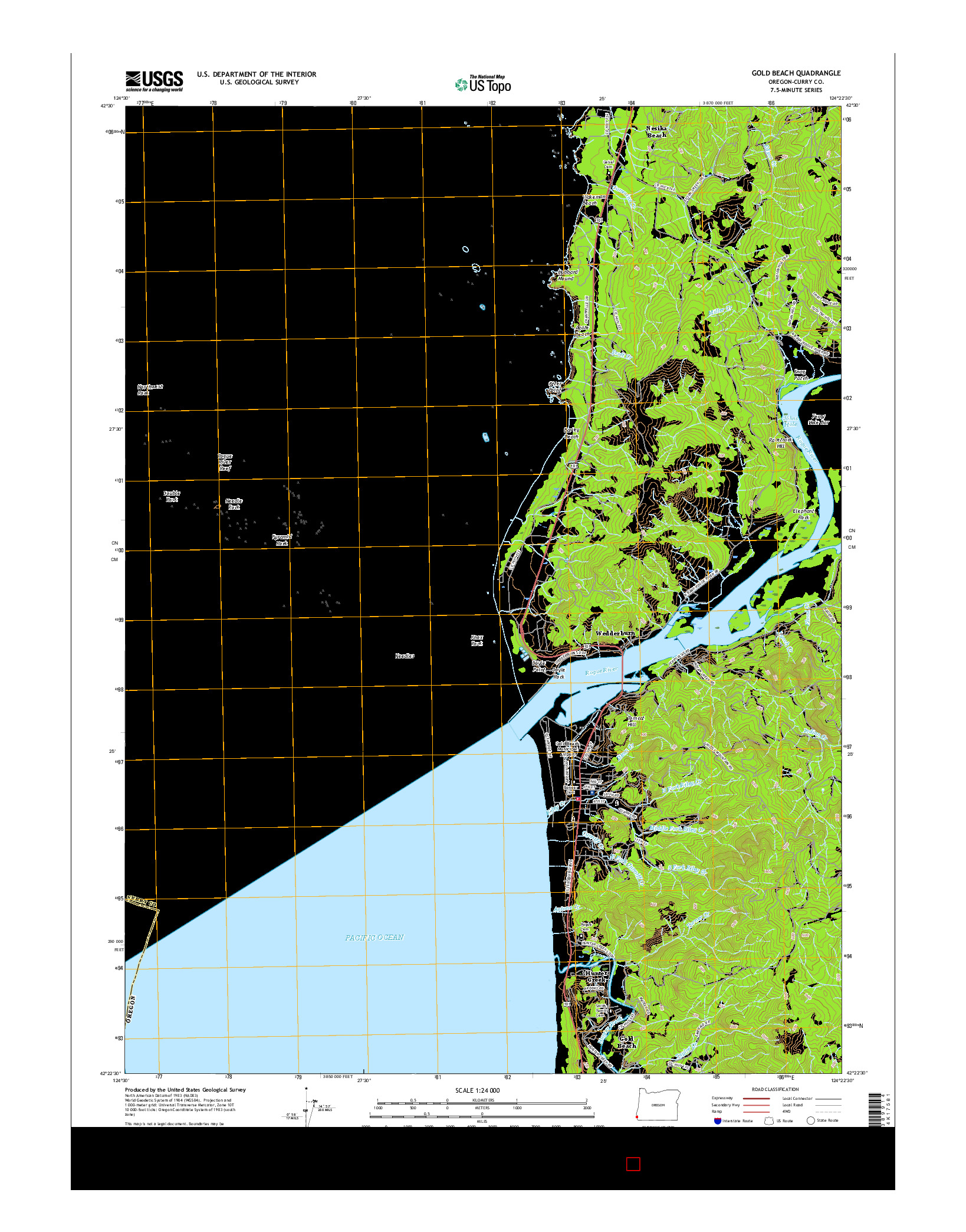 USGS US TOPO 7.5-MINUTE MAP FOR GOLD BEACH, OR 2017