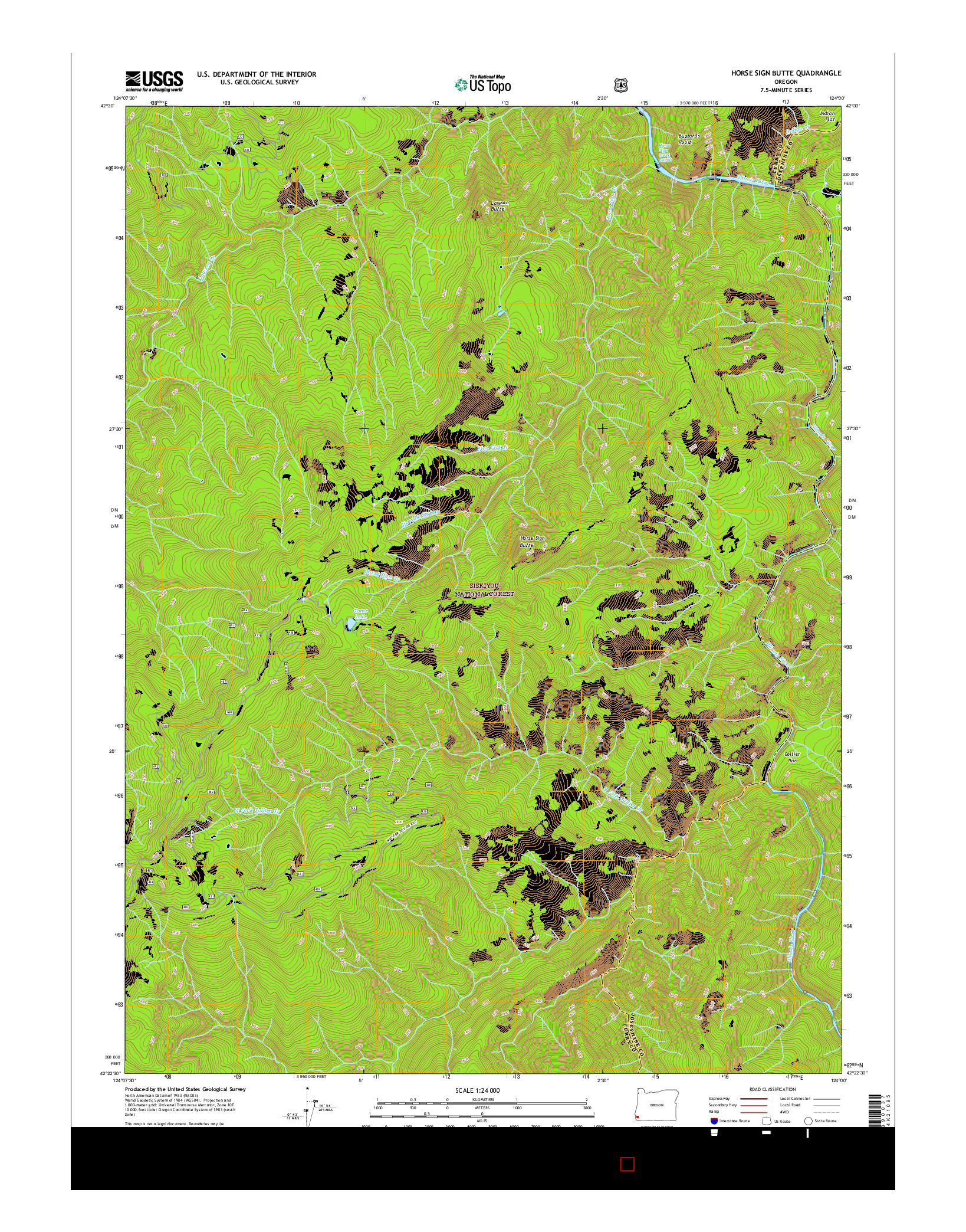USGS US TOPO 7.5-MINUTE MAP FOR HORSE SIGN BUTTE, OR 2017