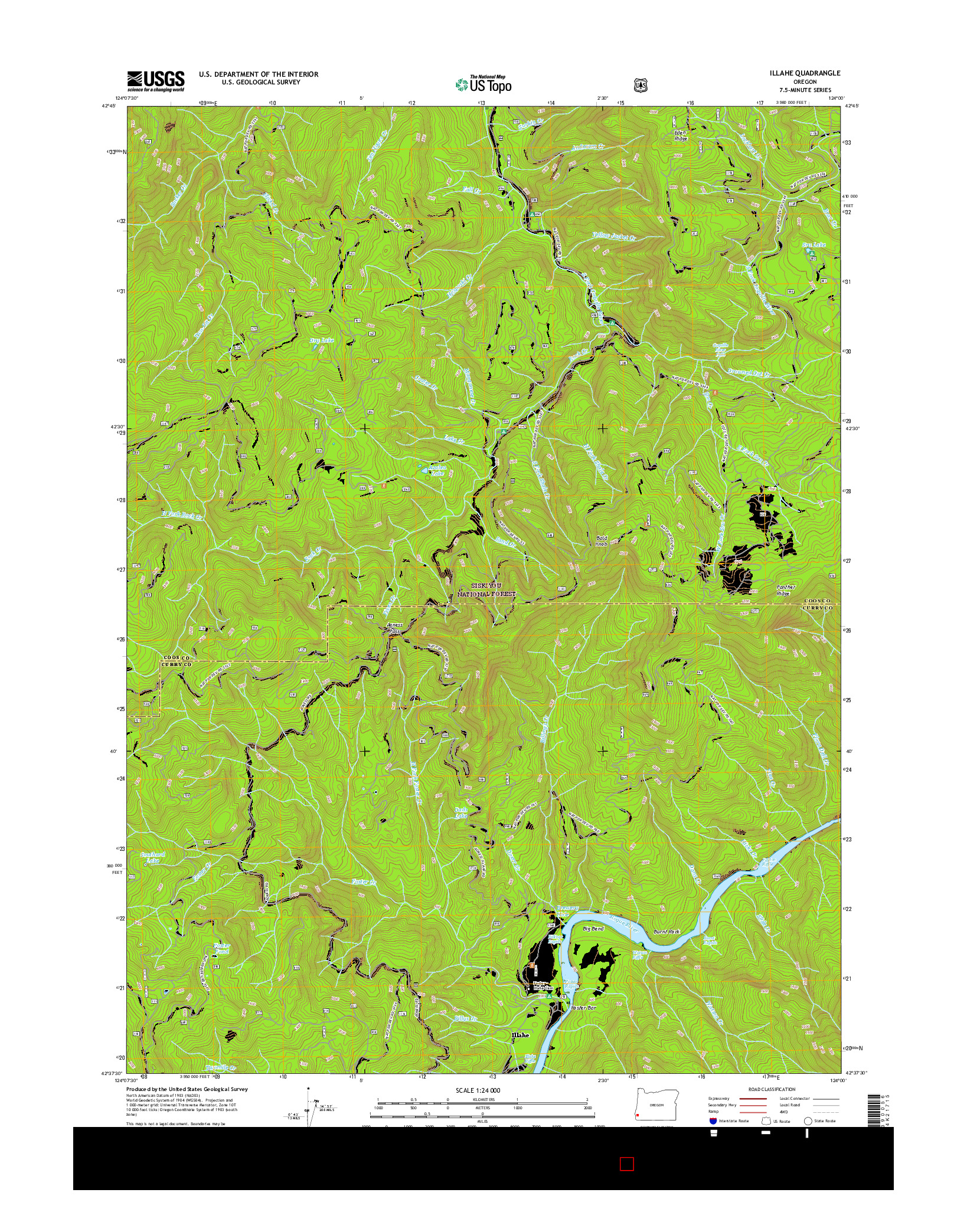 USGS US TOPO 7.5-MINUTE MAP FOR ILLAHE, OR 2017