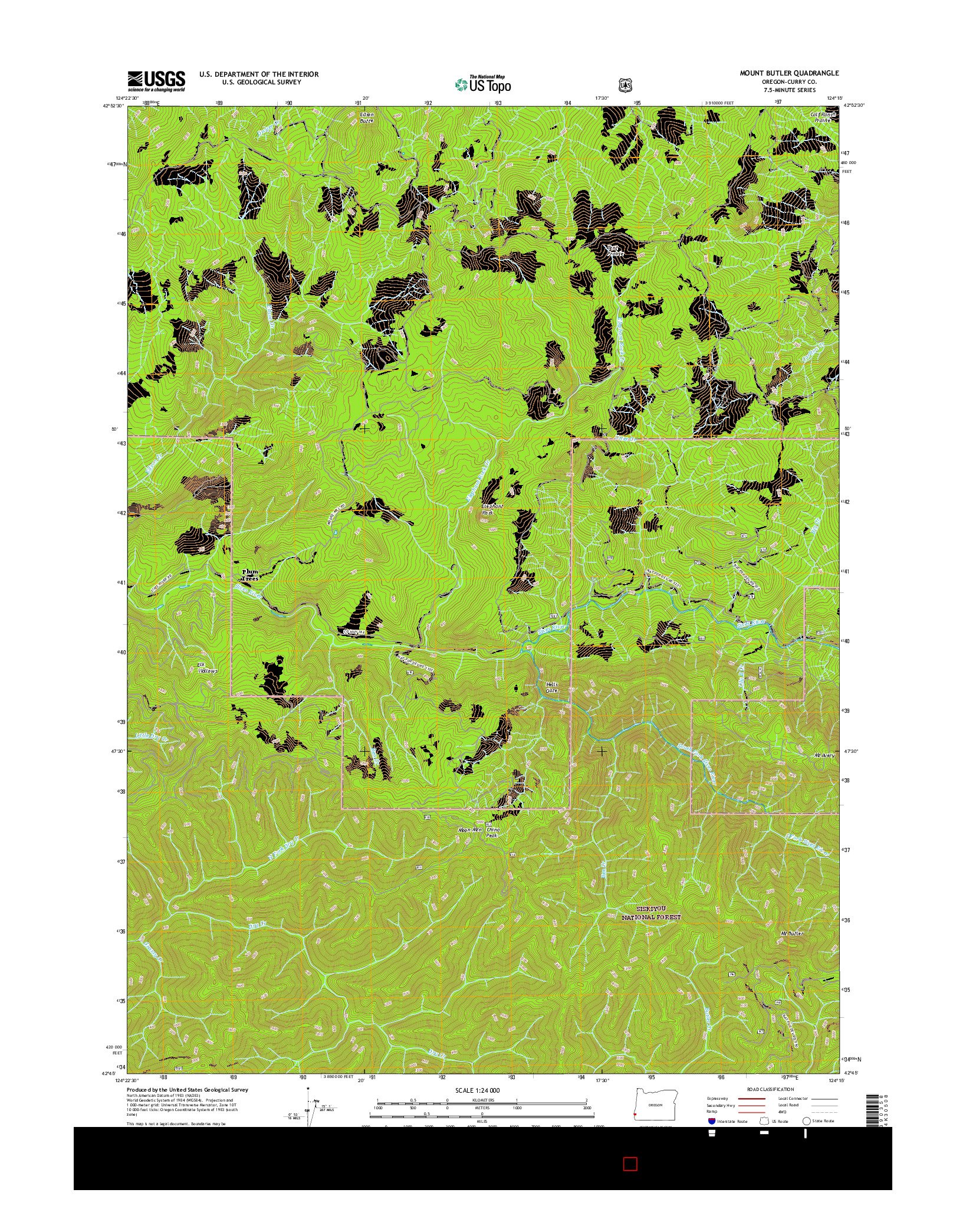 USGS US TOPO 7.5-MINUTE MAP FOR MOUNT BUTLER, OR 2017