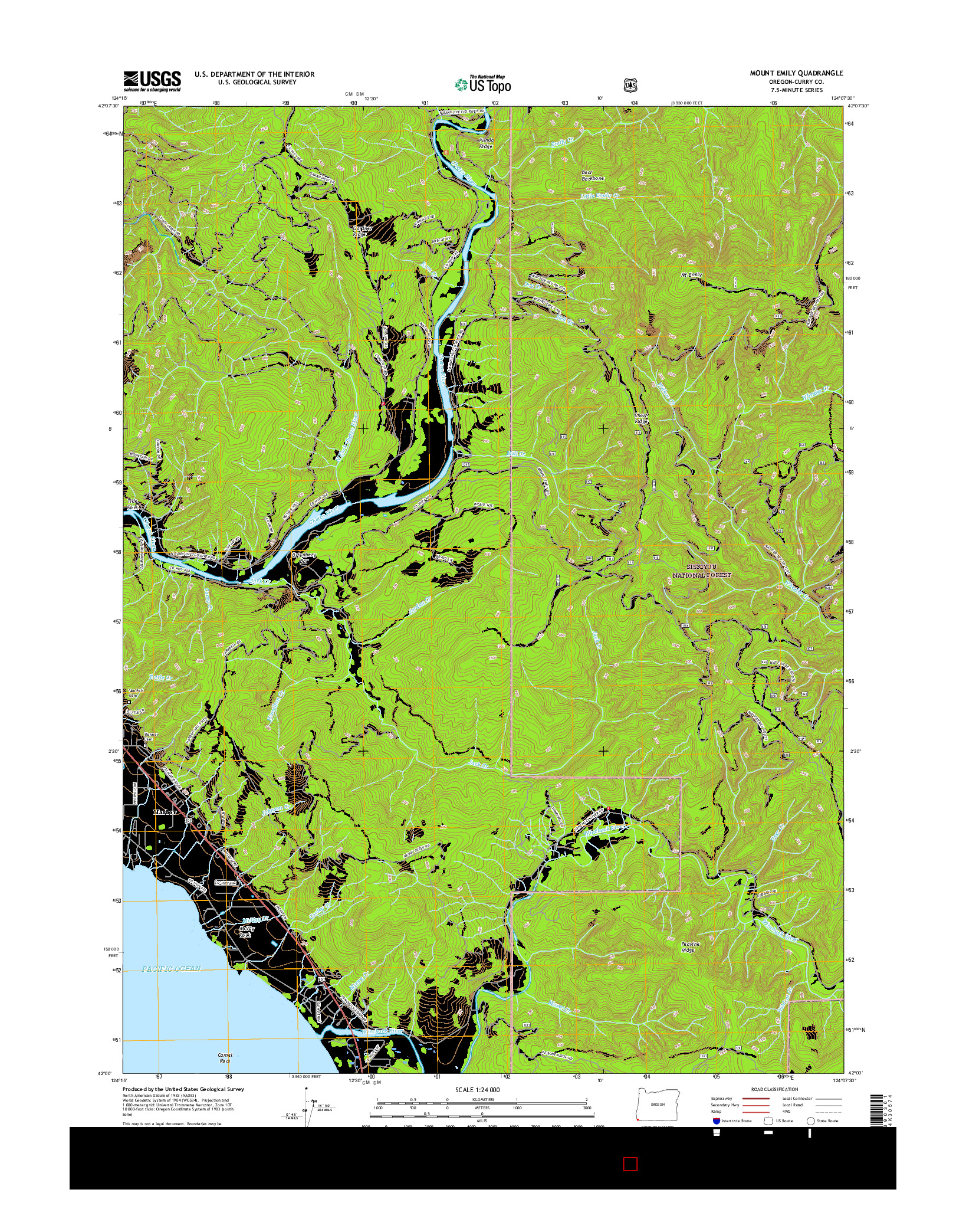 USGS US TOPO 7.5-MINUTE MAP FOR MOUNT EMILY, OR 2017