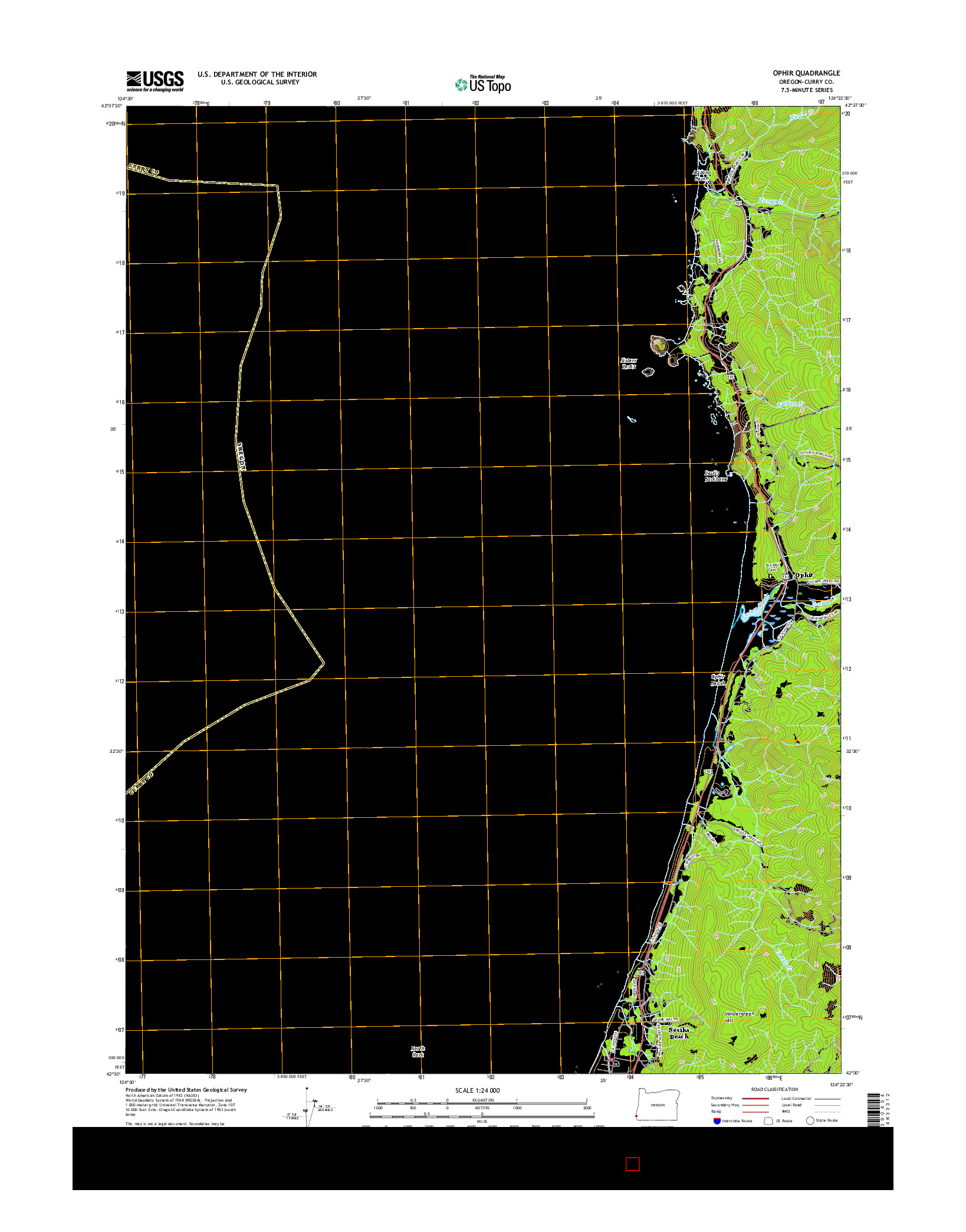 USGS US TOPO 7.5-MINUTE MAP FOR OPHIR, OR 2017