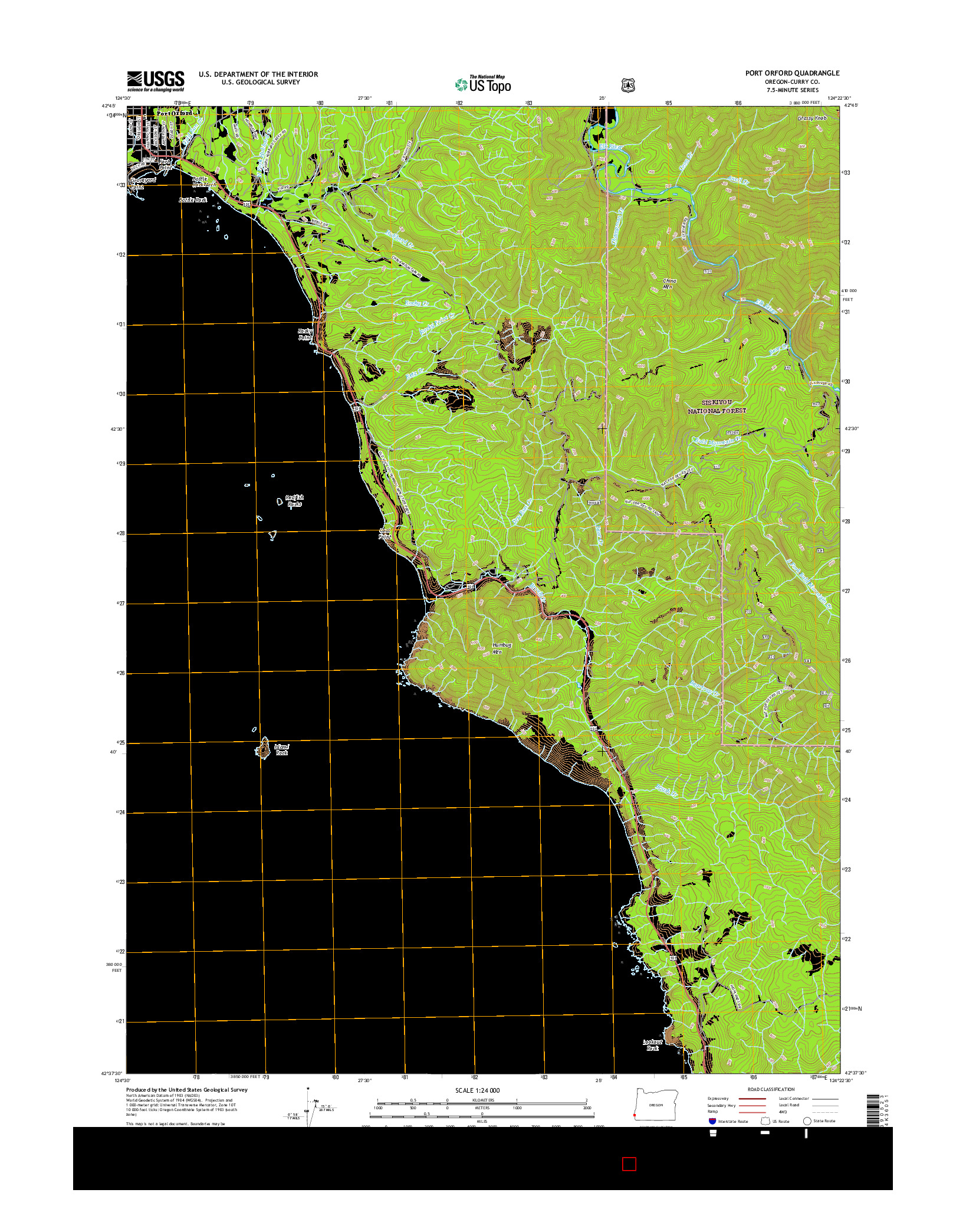 USGS US TOPO 7.5-MINUTE MAP FOR PORT ORFORD, OR 2017