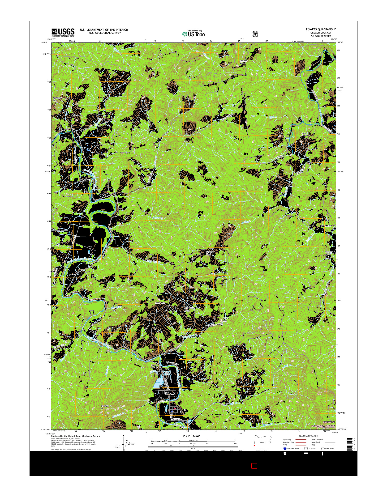 USGS US TOPO 7.5-MINUTE MAP FOR POWERS, OR 2017