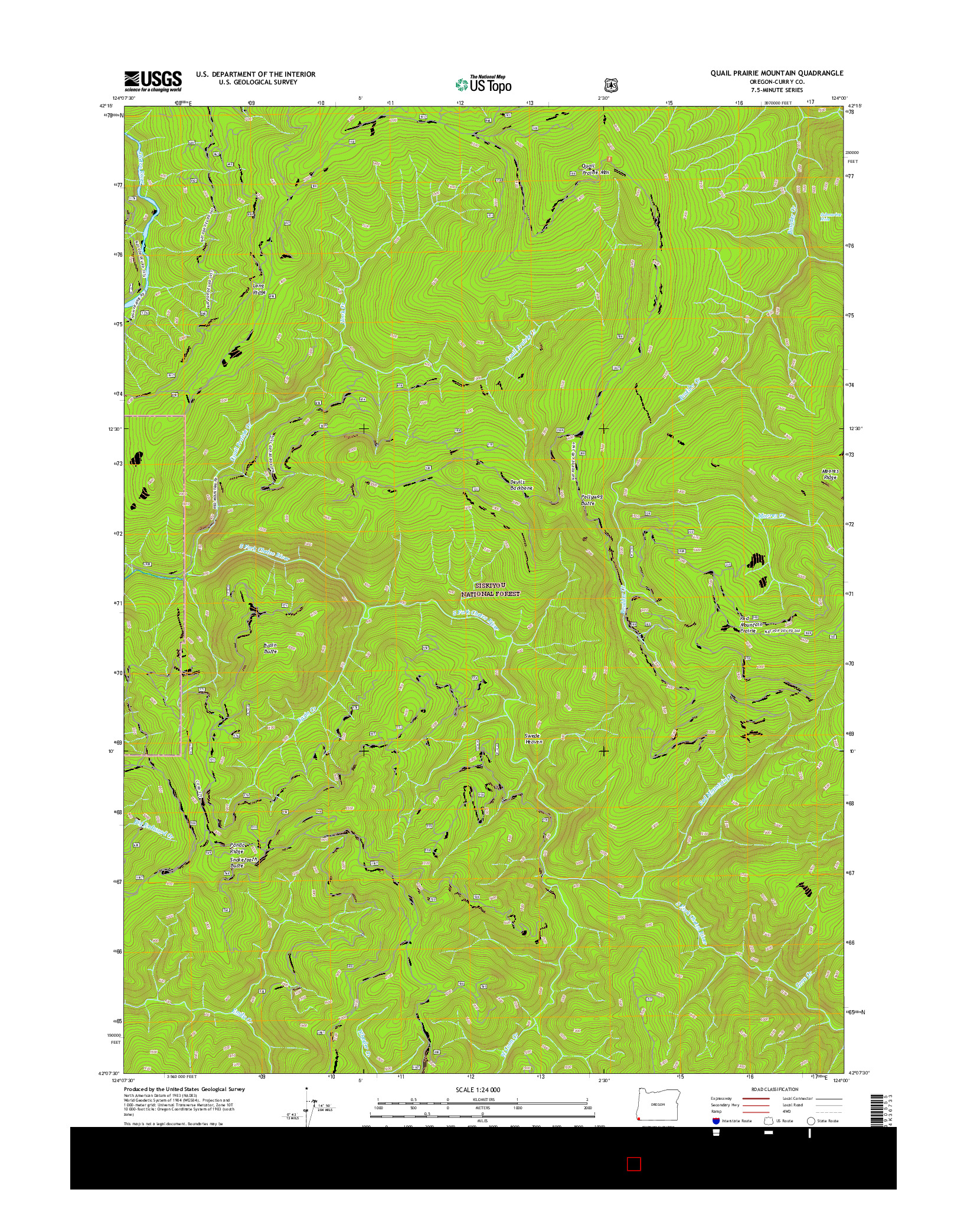 USGS US TOPO 7.5-MINUTE MAP FOR QUAIL PRAIRIE MOUNTAIN, OR 2017