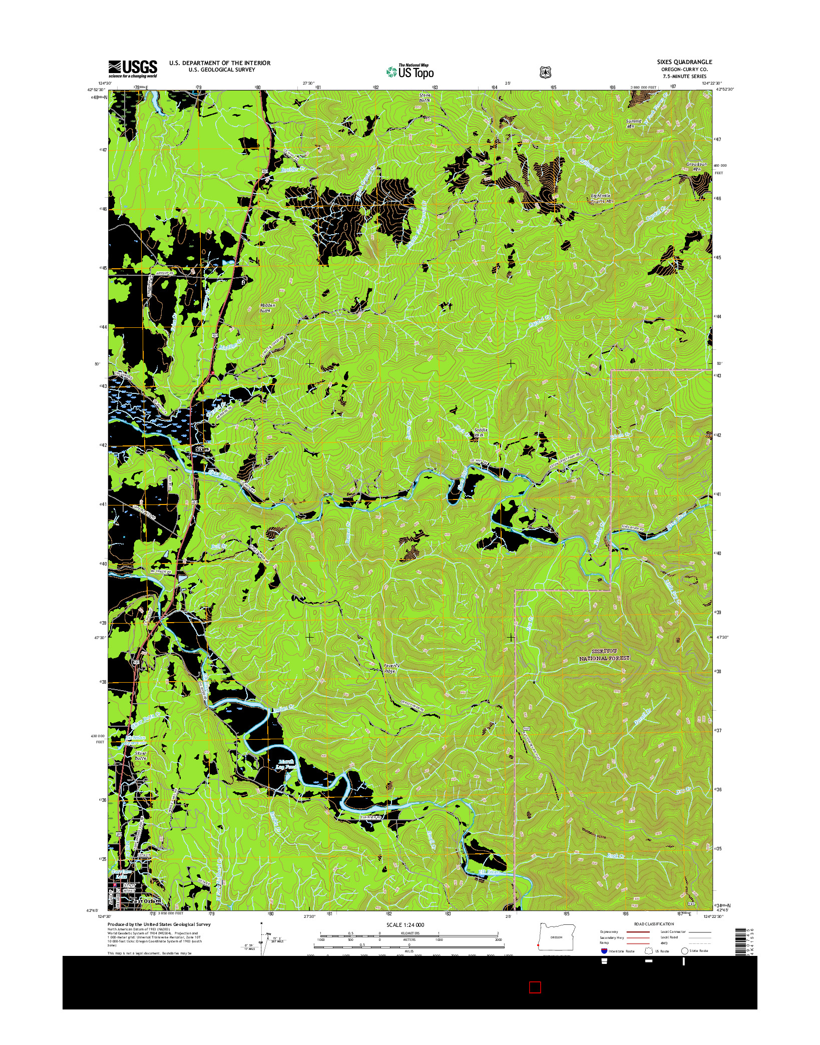 USGS US TOPO 7.5-MINUTE MAP FOR SIXES, OR 2017