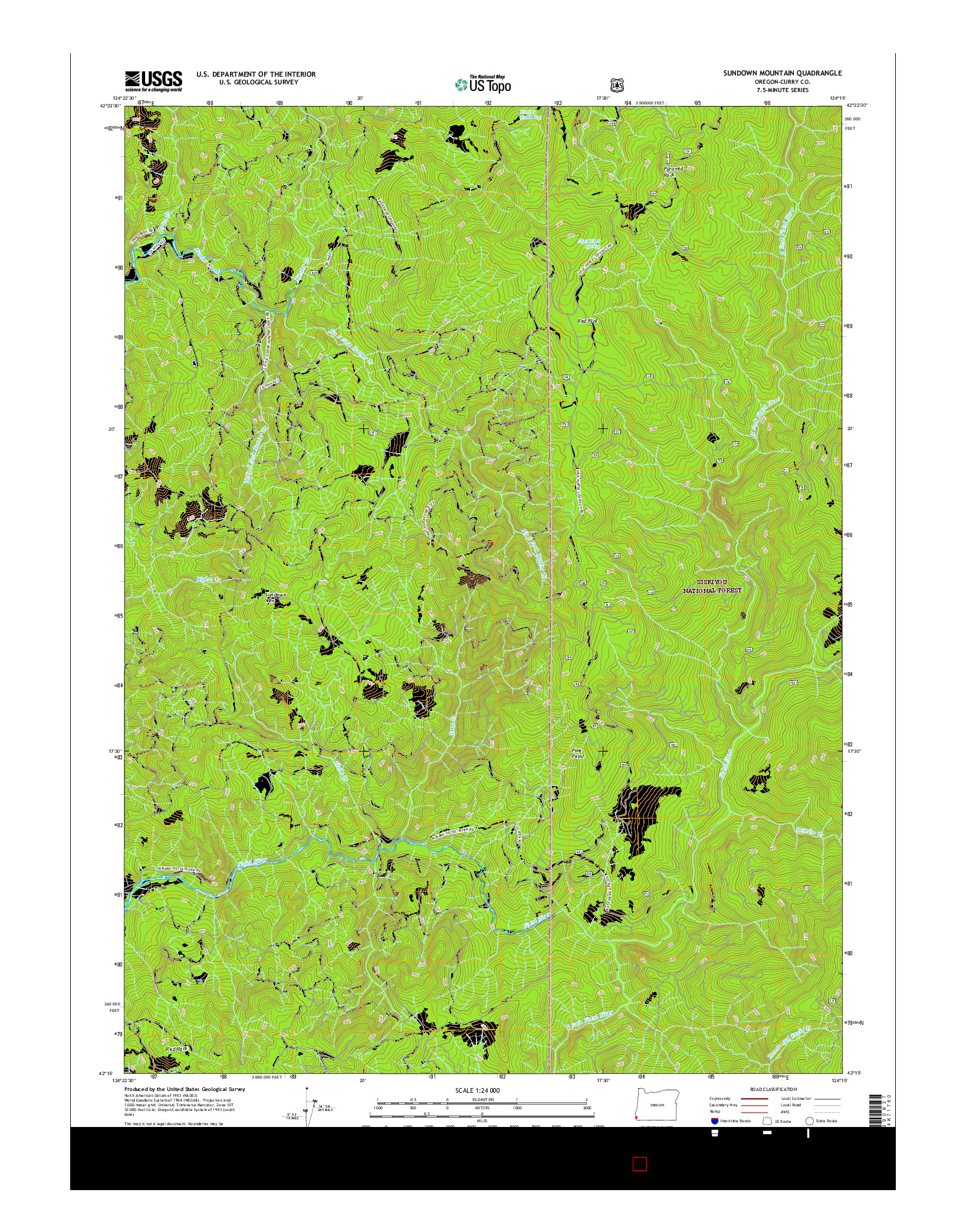 USGS US TOPO 7.5-MINUTE MAP FOR SUNDOWN MOUNTAIN, OR 2017