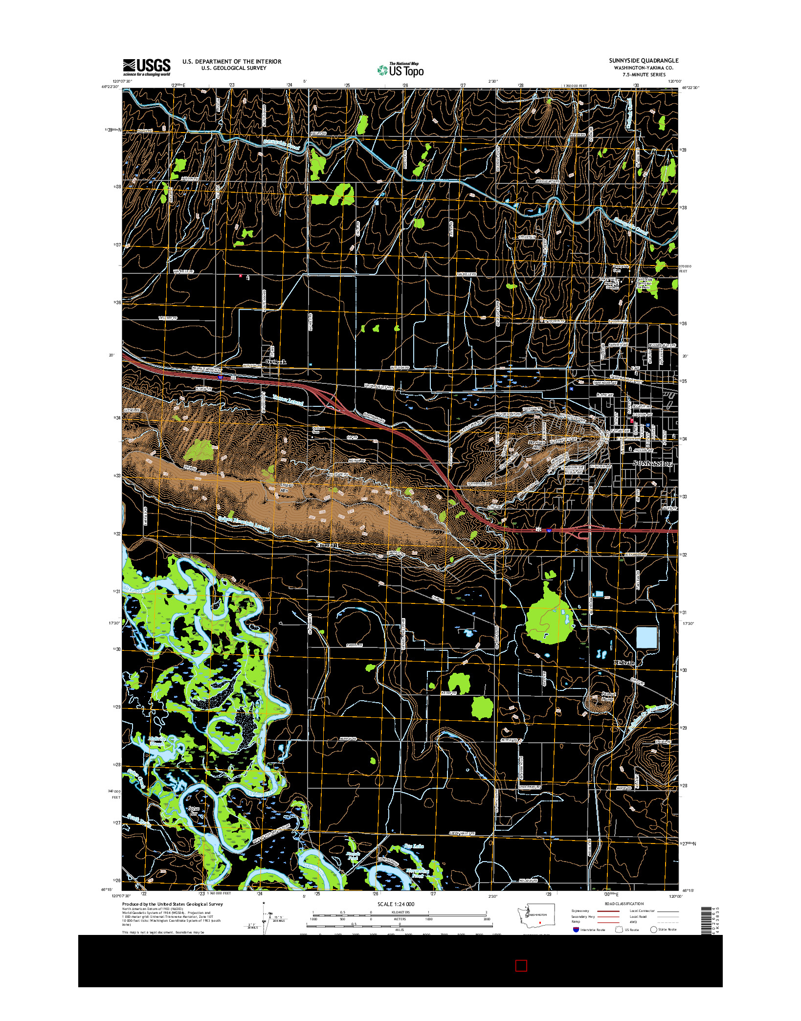 USGS US TOPO 7.5-MINUTE MAP FOR SUNNYSIDE, WA 2017