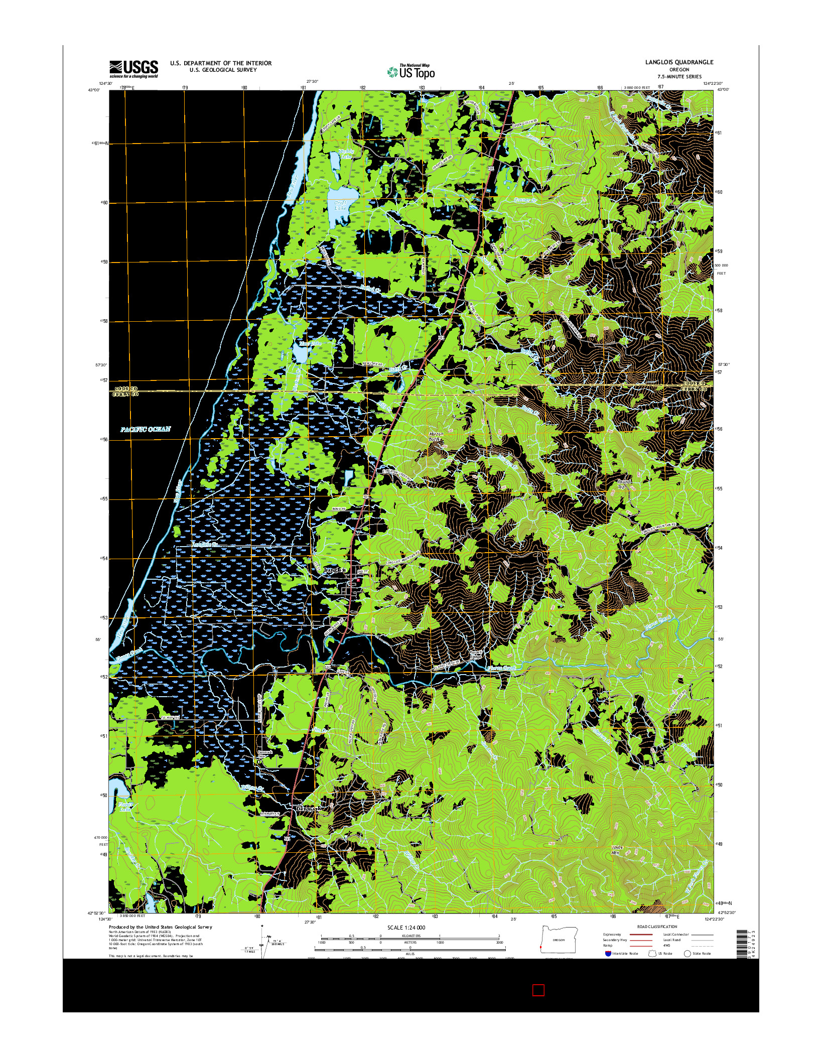 USGS US TOPO 7.5-MINUTE MAP FOR LANGLOIS, OR 2017