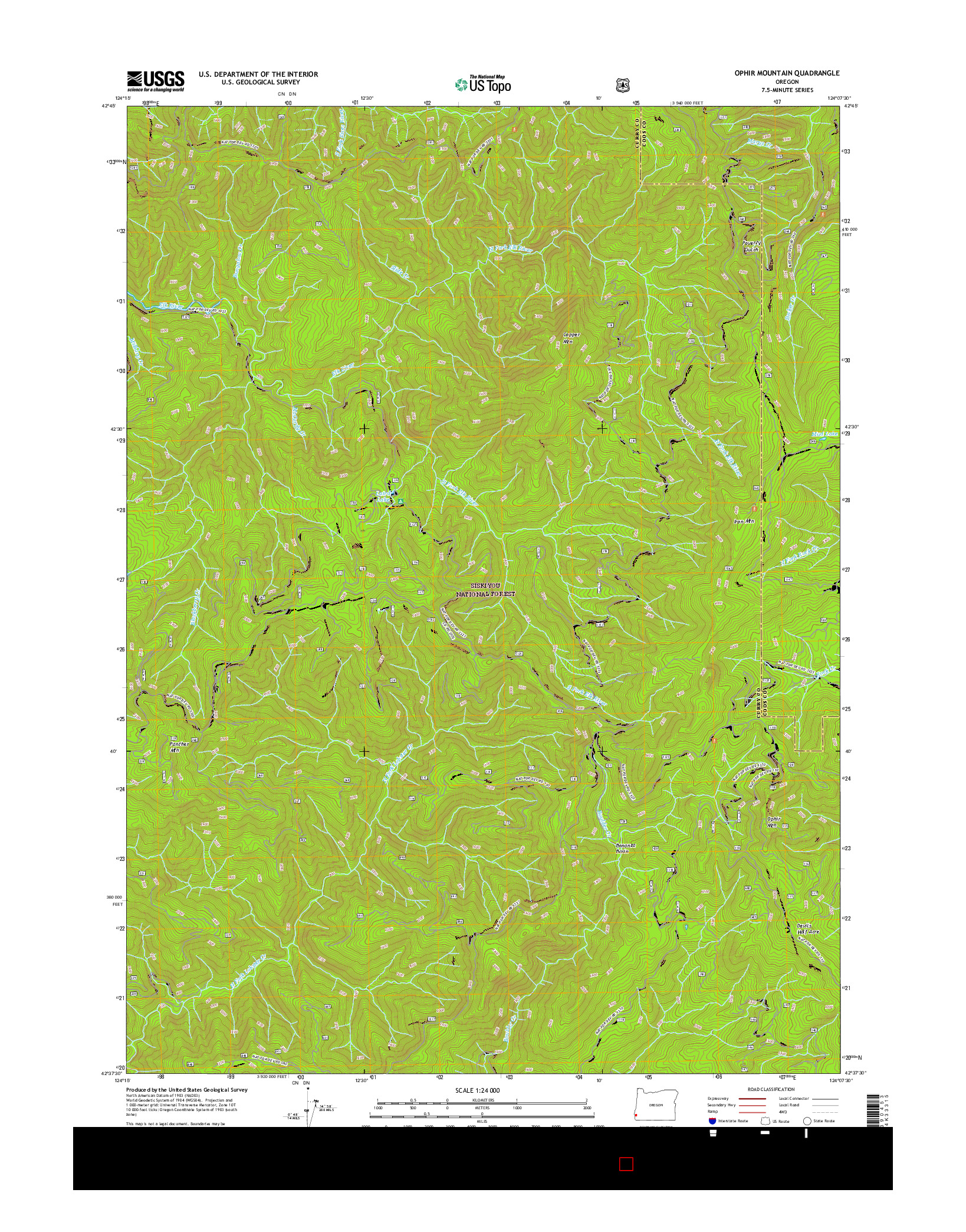 USGS US TOPO 7.5-MINUTE MAP FOR OPHIR MOUNTAIN, OR 2017