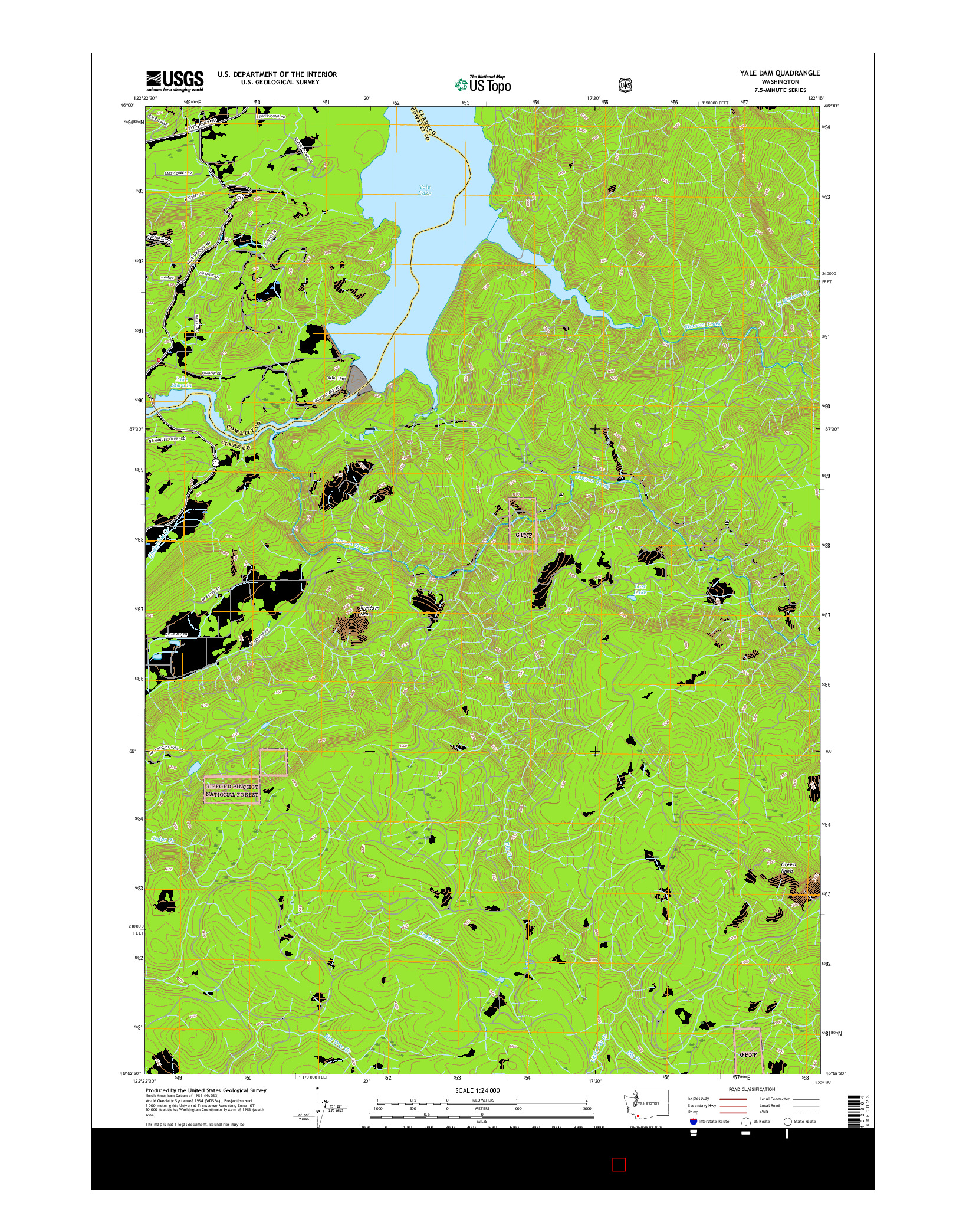 USGS US TOPO 7.5-MINUTE MAP FOR YALE DAM, WA 2017