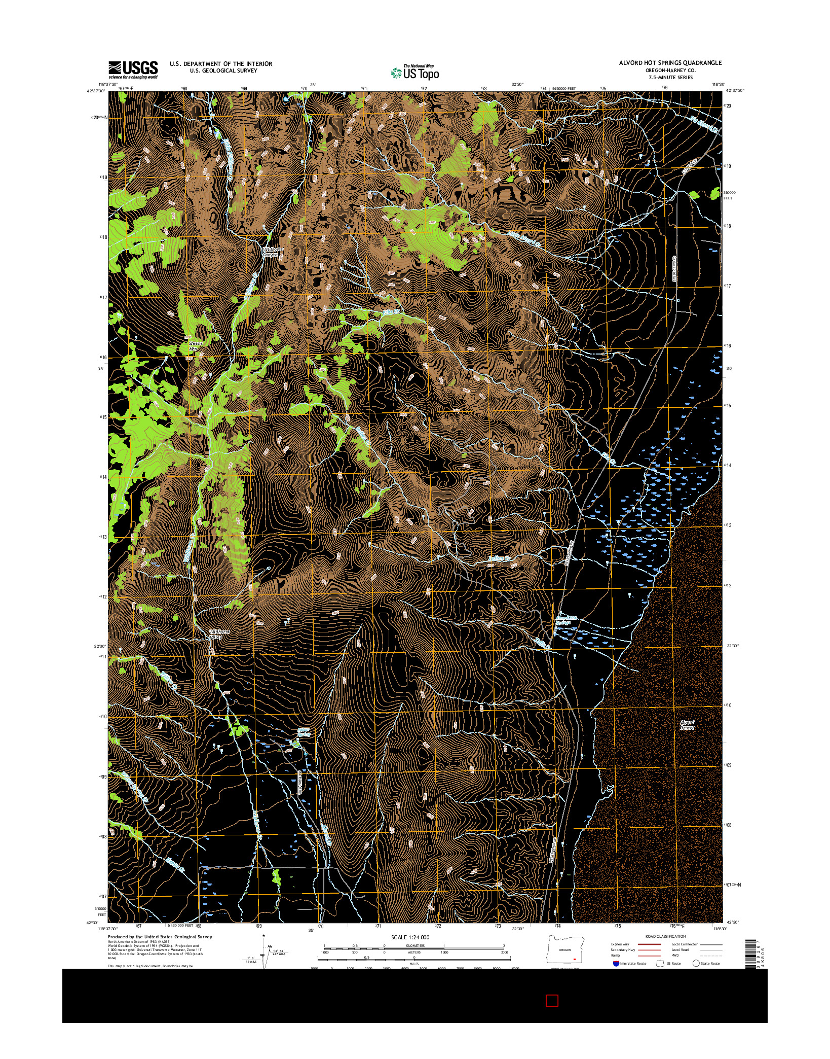 USGS US TOPO 7.5-MINUTE MAP FOR ALVORD HOT SPRINGS, OR 2017