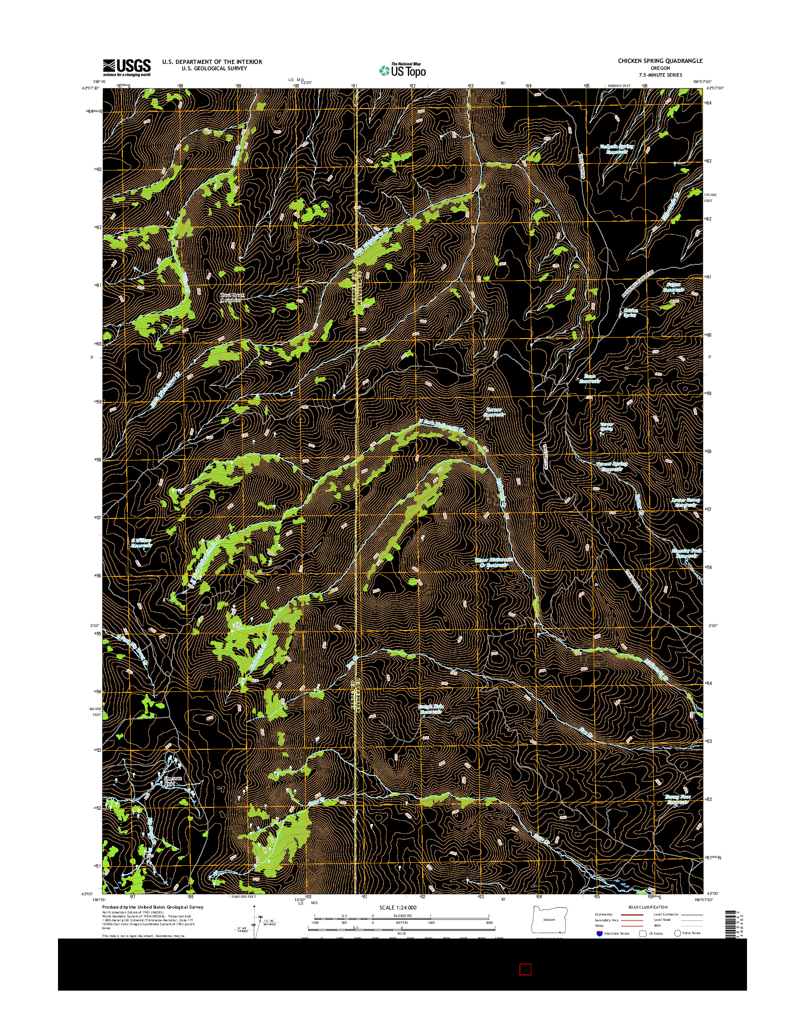 USGS US TOPO 7.5-MINUTE MAP FOR CHICKEN SPRING, OR 2017