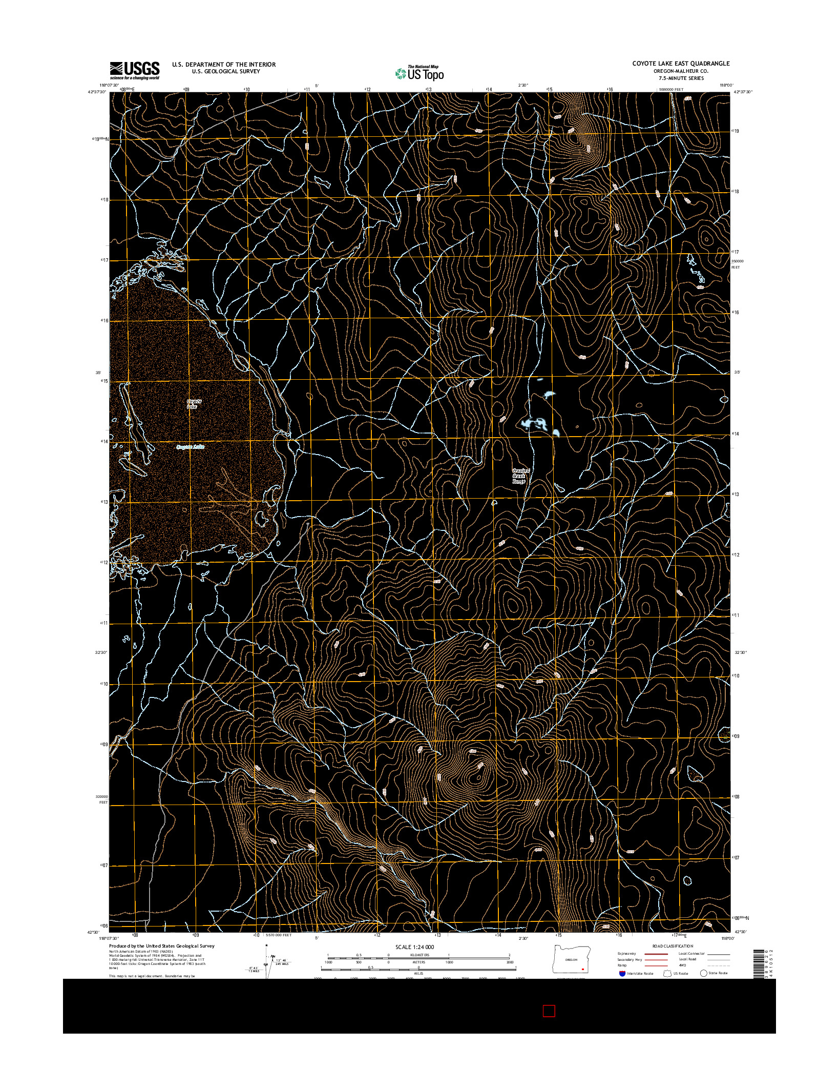 USGS US TOPO 7.5-MINUTE MAP FOR COYOTE LAKE EAST, OR 2017