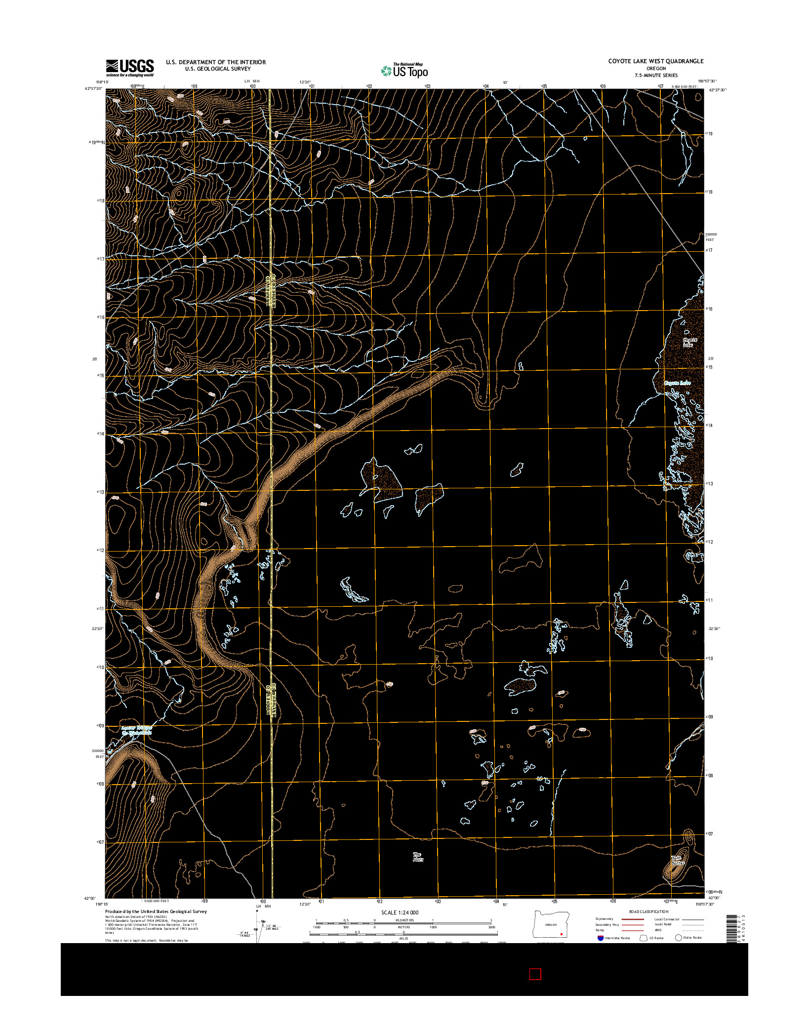 USGS US TOPO 7.5-MINUTE MAP FOR COYOTE LAKE WEST, OR 2017