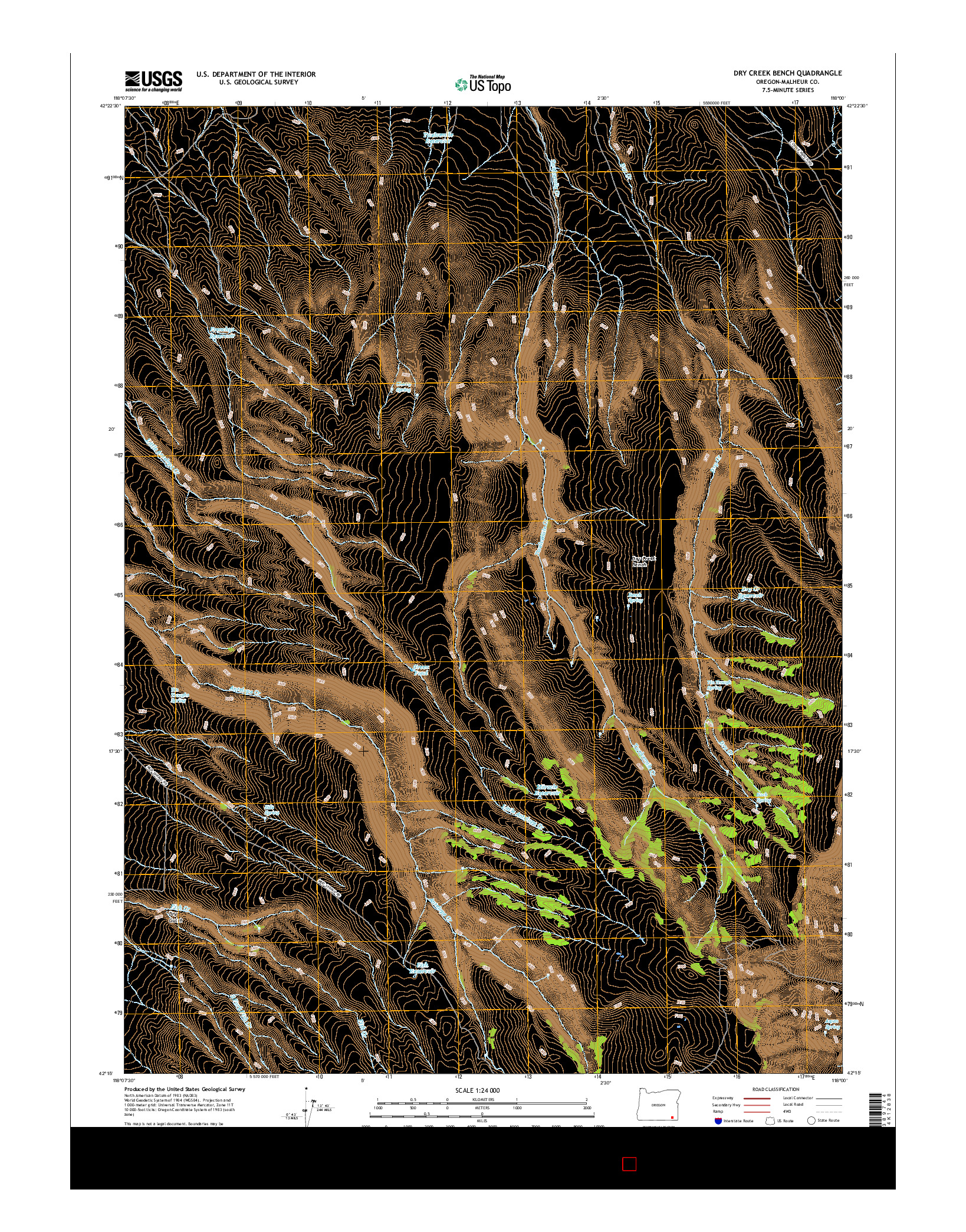 USGS US TOPO 7.5-MINUTE MAP FOR DRY CREEK BENCH, OR 2017