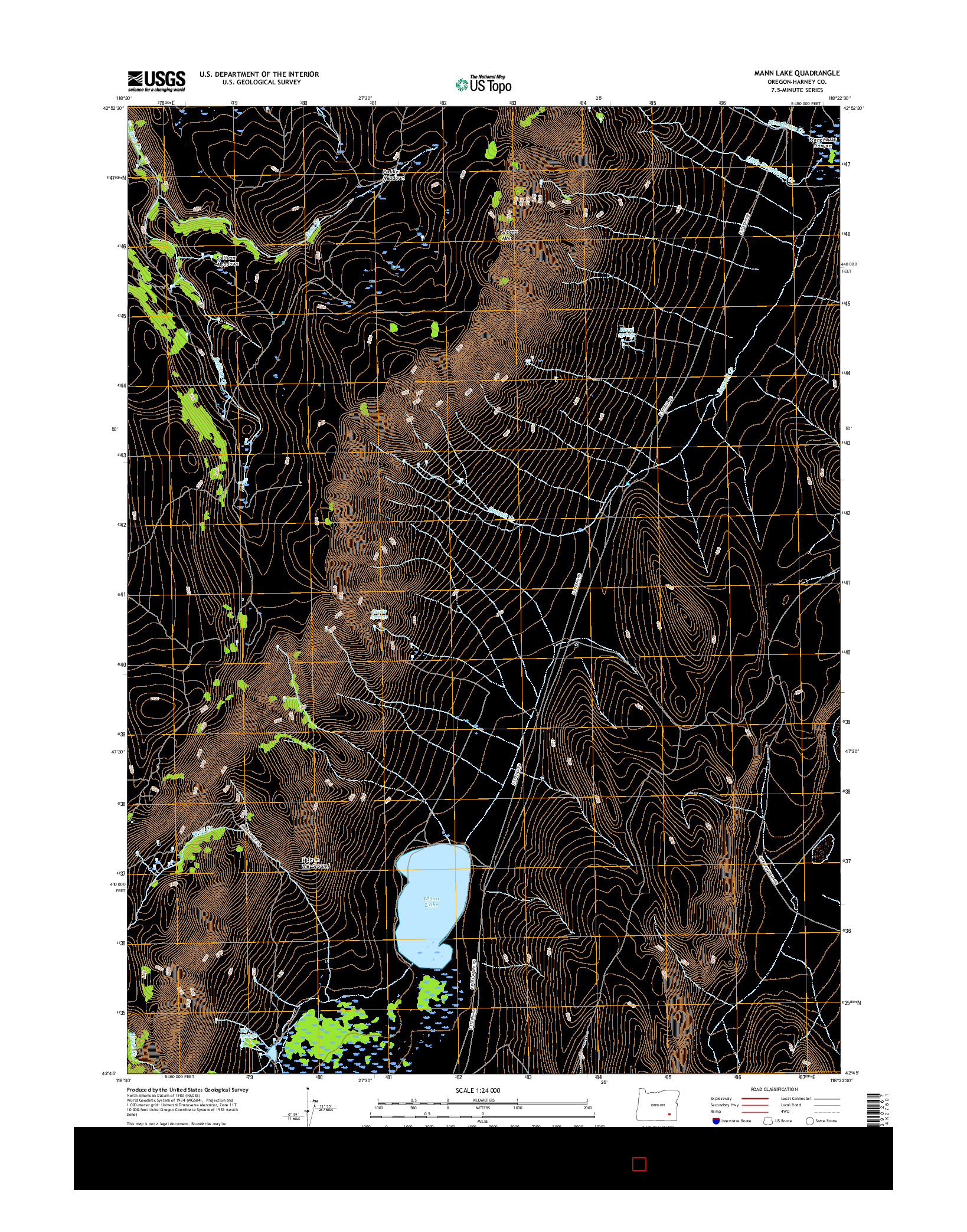 USGS US TOPO 7.5-MINUTE MAP FOR MANN LAKE, OR 2017