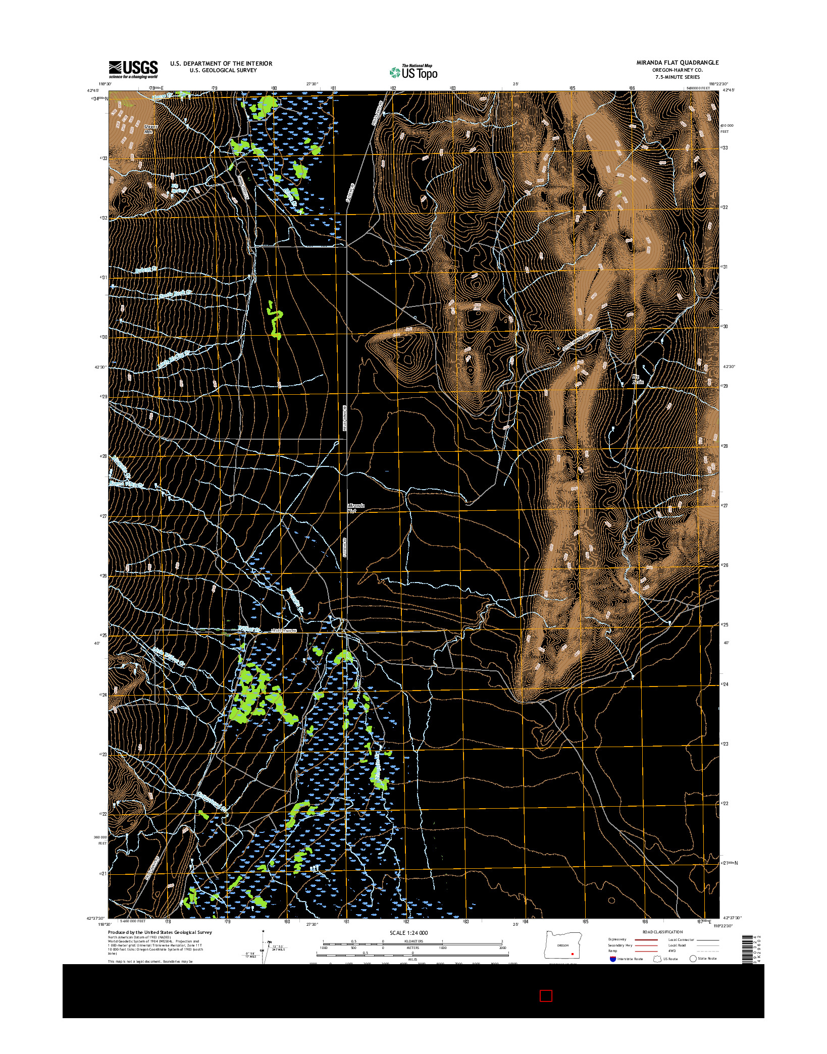 USGS US TOPO 7.5-MINUTE MAP FOR MIRANDA FLAT, OR 2017