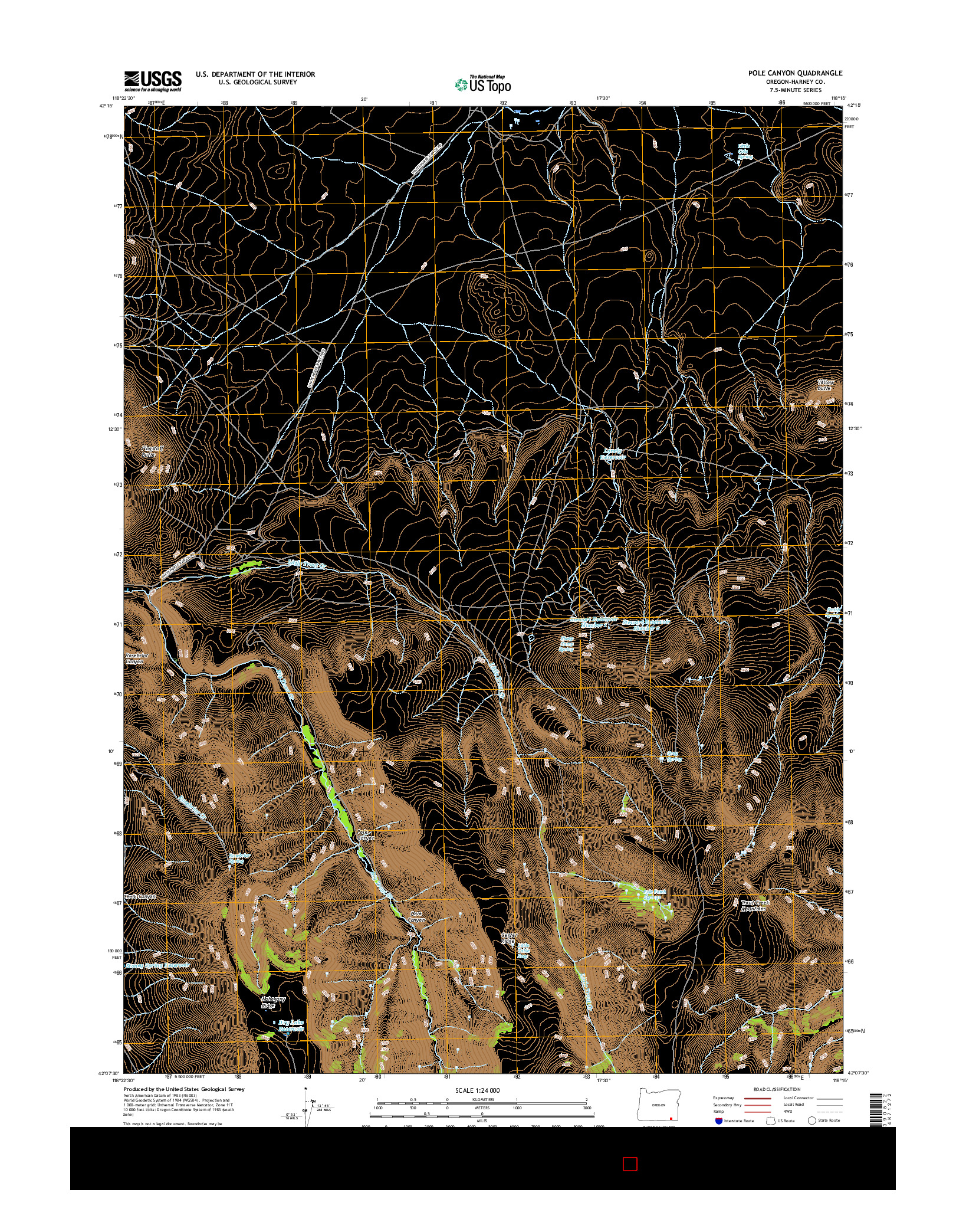 USGS US TOPO 7.5-MINUTE MAP FOR POLE CANYON, OR 2017