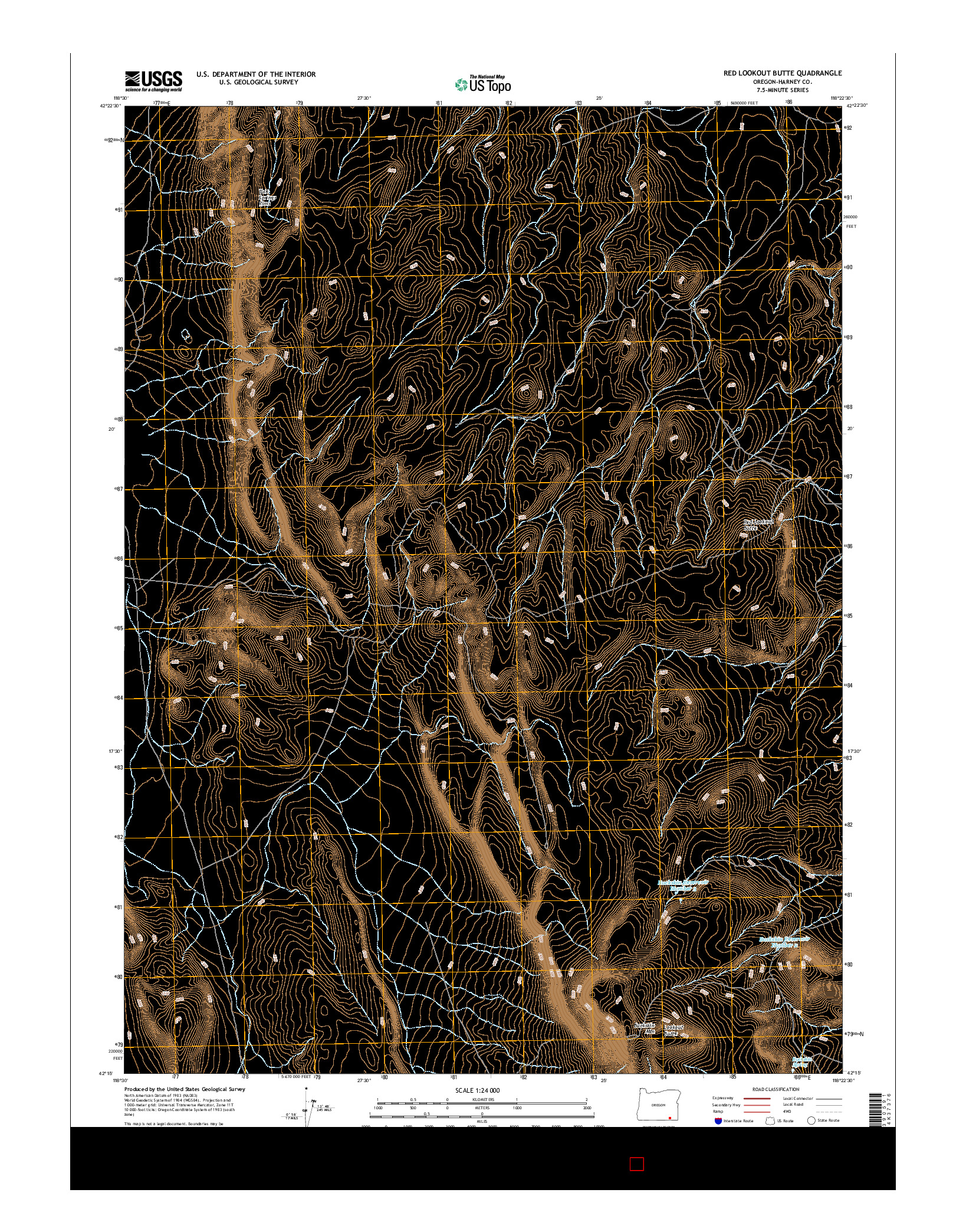 USGS US TOPO 7.5-MINUTE MAP FOR RED LOOKOUT BUTTE, OR 2017