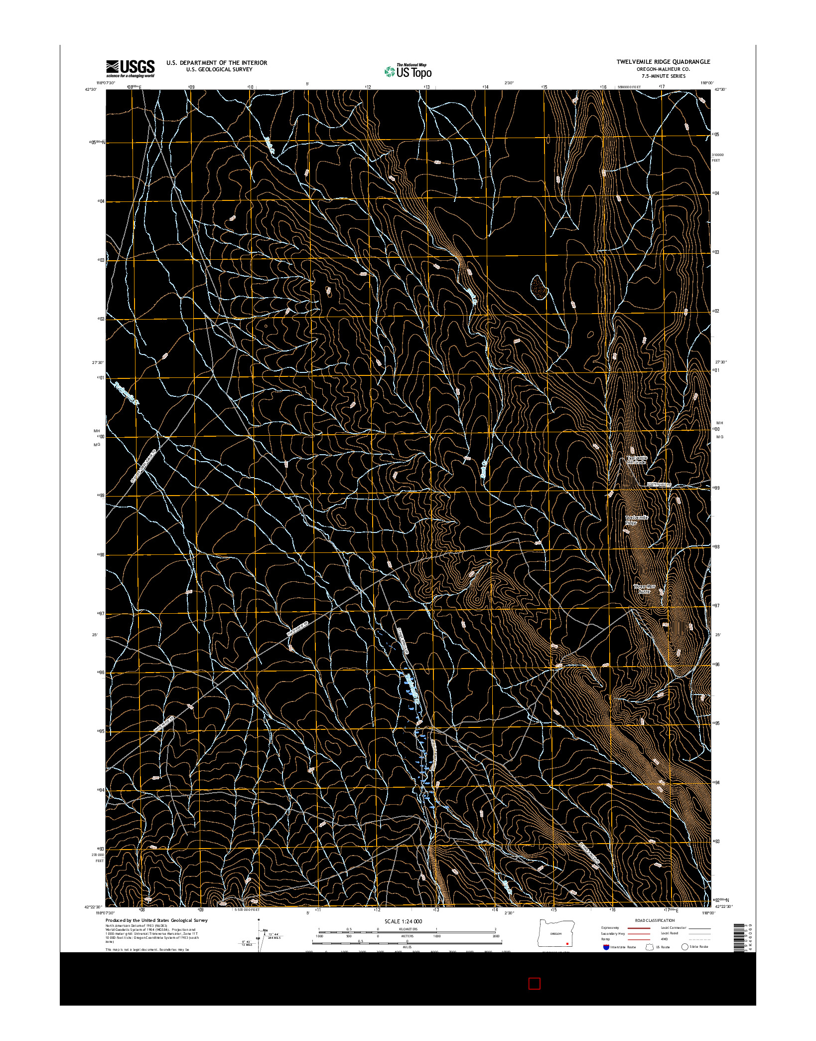 USGS US TOPO 7.5-MINUTE MAP FOR TWELVEMILE RIDGE, OR 2017