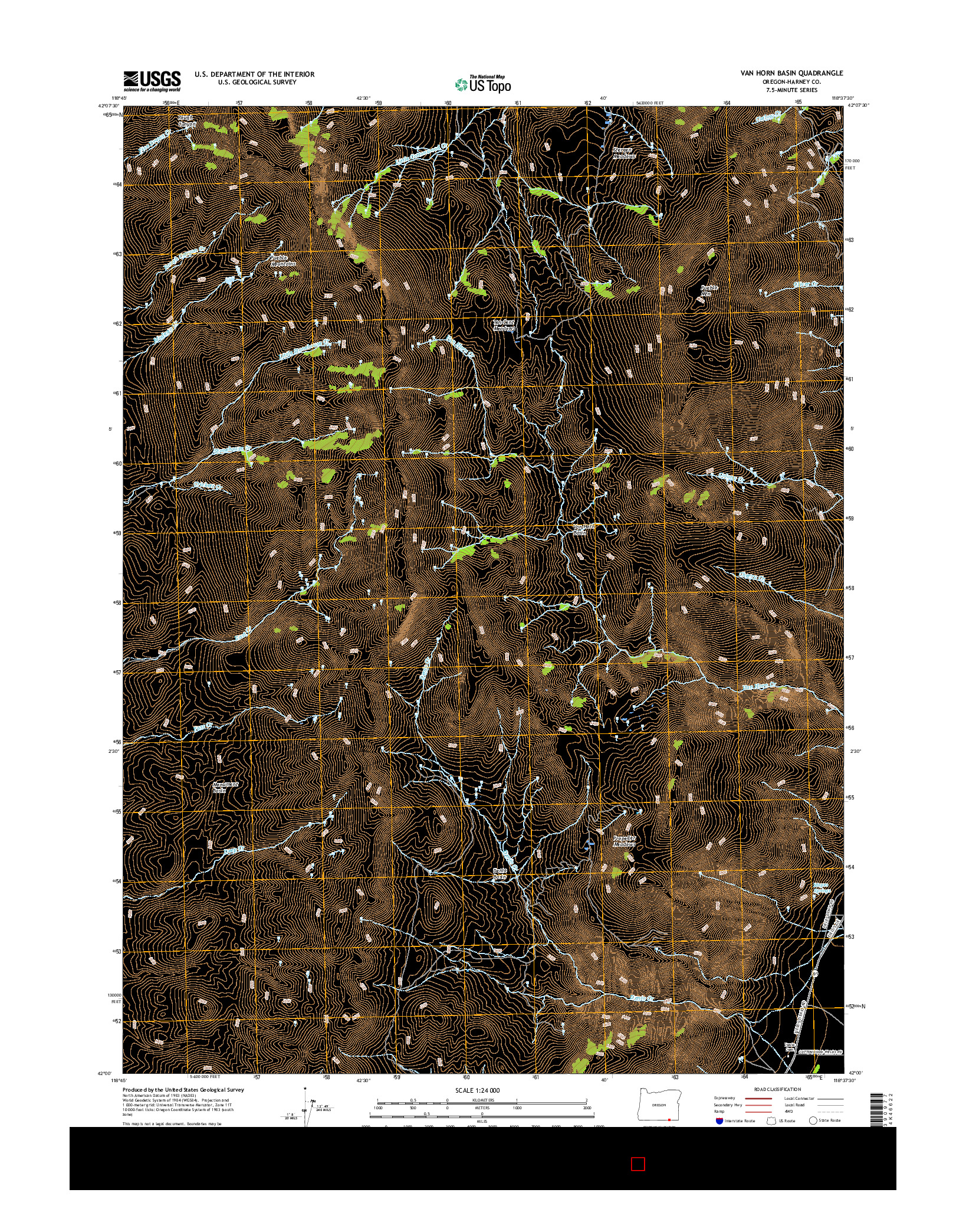 USGS US TOPO 7.5-MINUTE MAP FOR VAN HORN BASIN, OR 2017