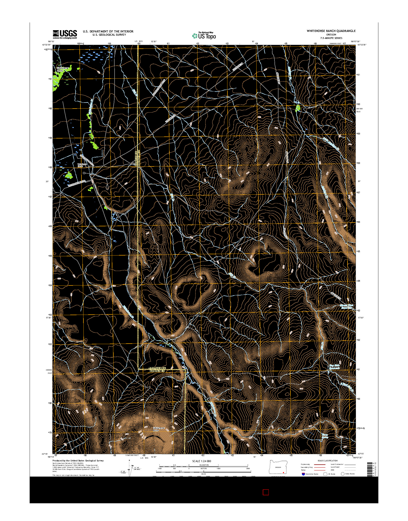 USGS US TOPO 7.5-MINUTE MAP FOR WHITEHORSE RANCH, OR 2017