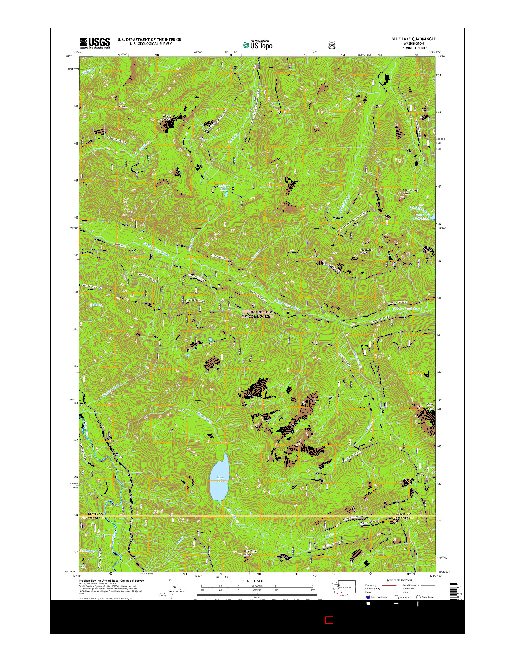 USGS US TOPO 7.5-MINUTE MAP FOR BLUE LAKE, WA 2017