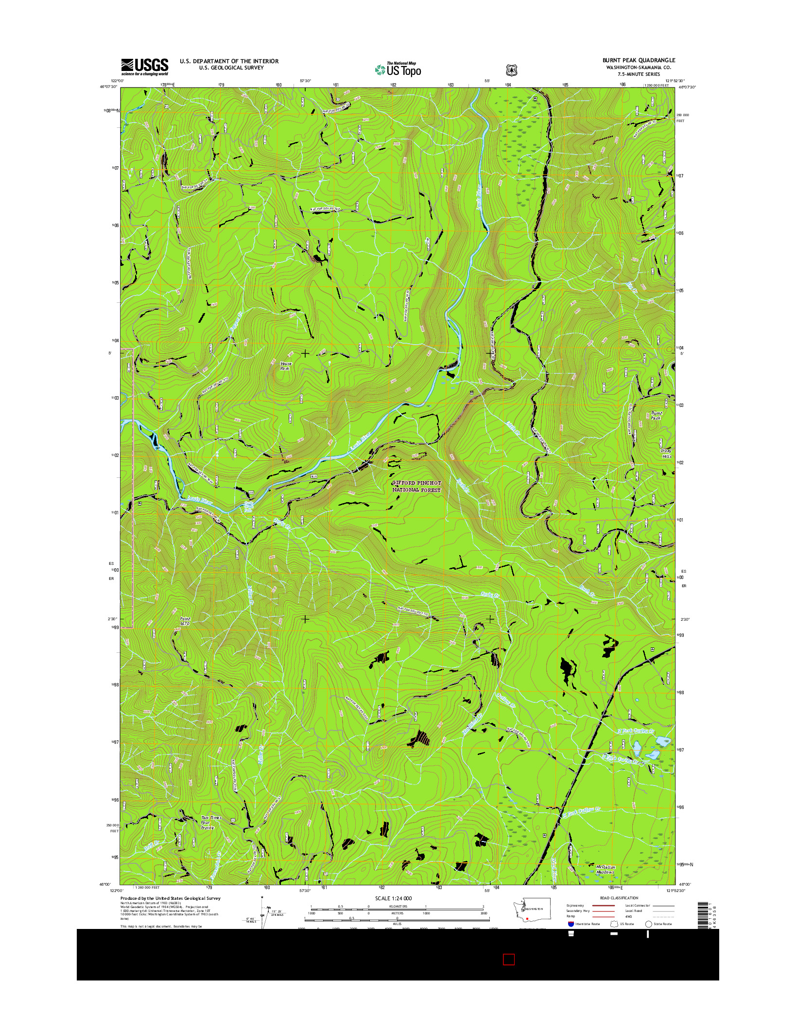 USGS US TOPO 7.5-MINUTE MAP FOR BURNT PEAK, WA 2017