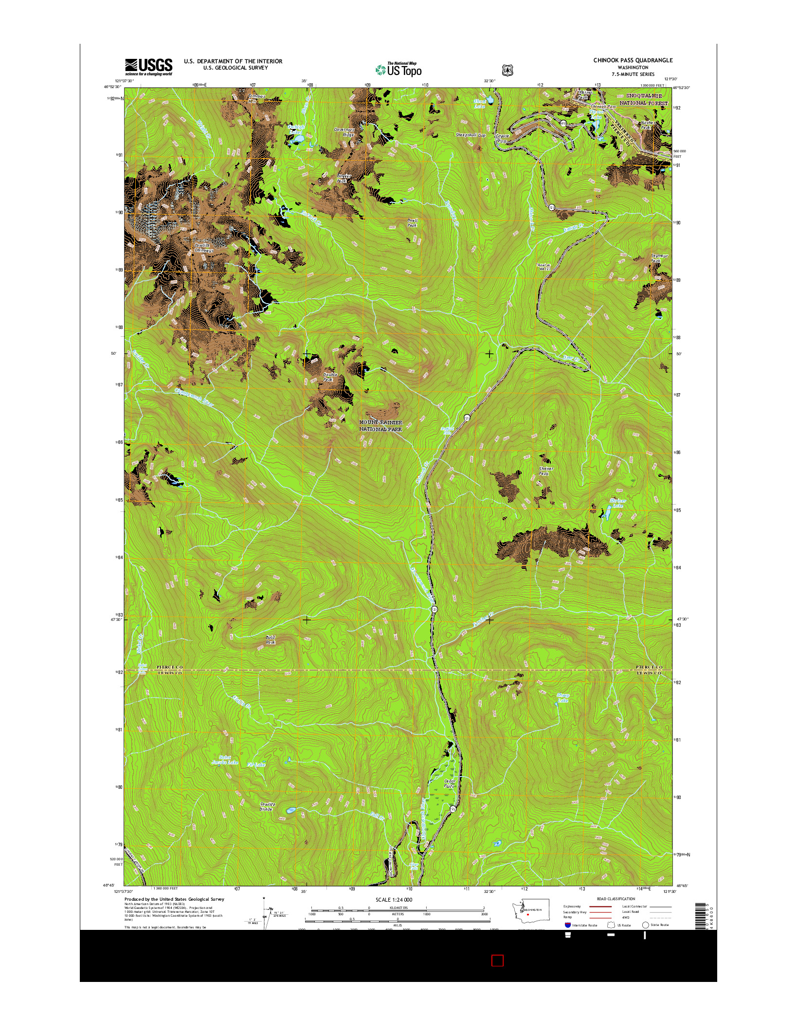 USGS US TOPO 7.5-MINUTE MAP FOR CHINOOK PASS, WA 2017